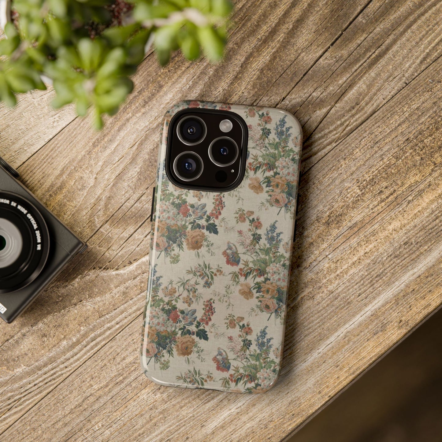 Floral Vintage Tough Phone Case – Antique Rose Pattern
