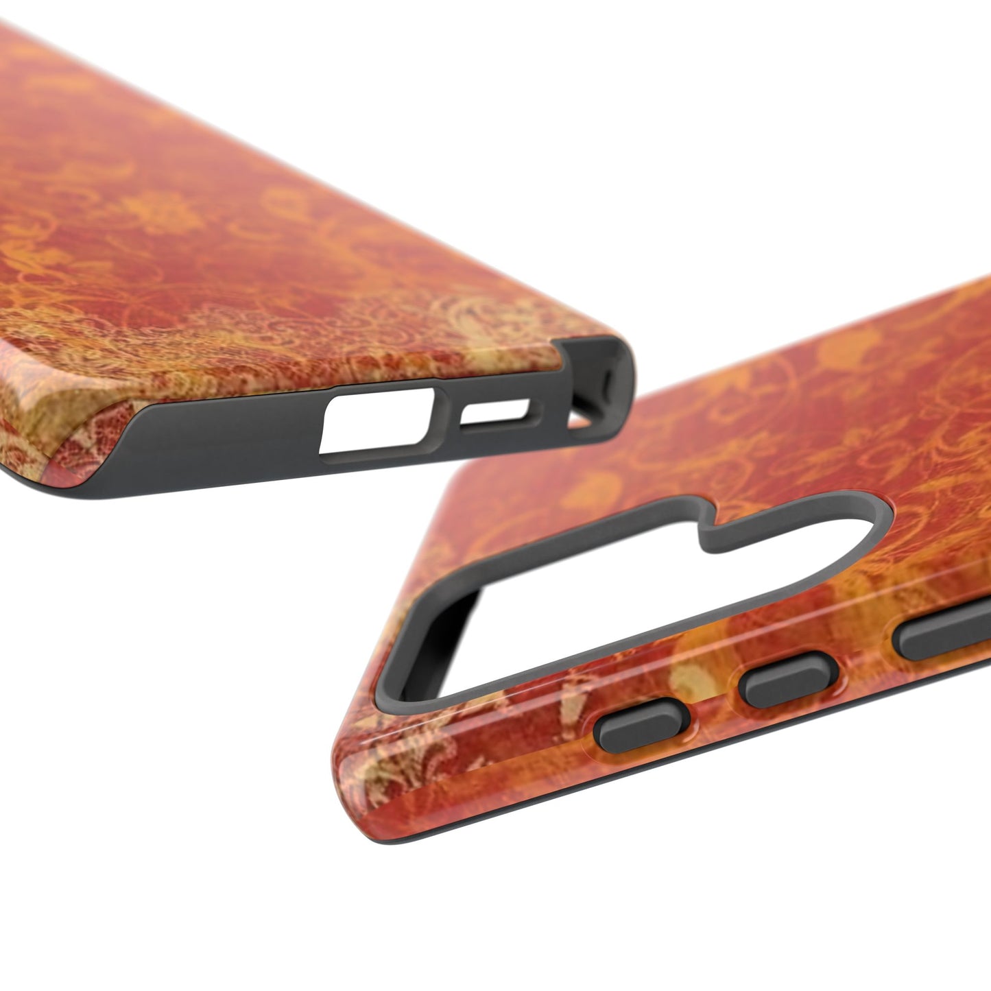Floral Autumn iPhone Tough Case — Orange Vintage Scroll Design