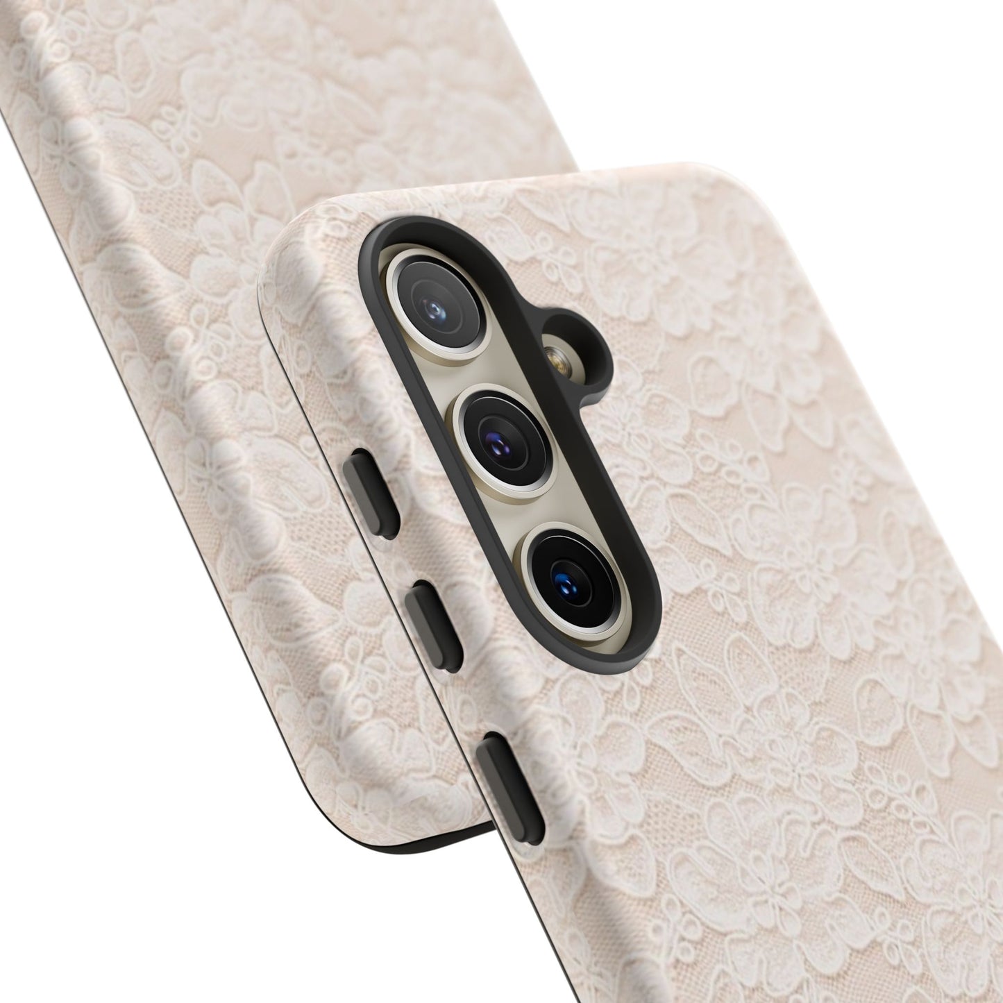Floral Lace Tough Phone Case – Vintage Ivory Protective Cover