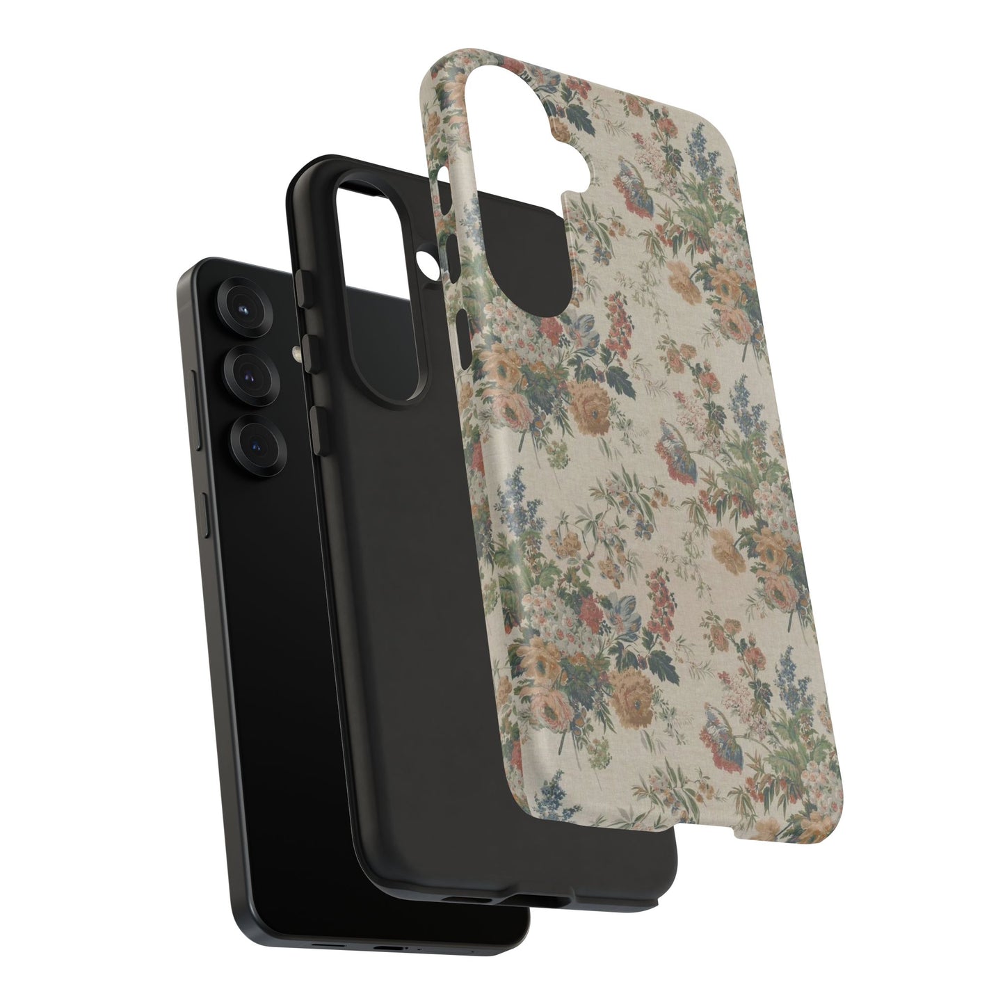 Floral Vintage Tough Phone Case – Antique Rose Pattern