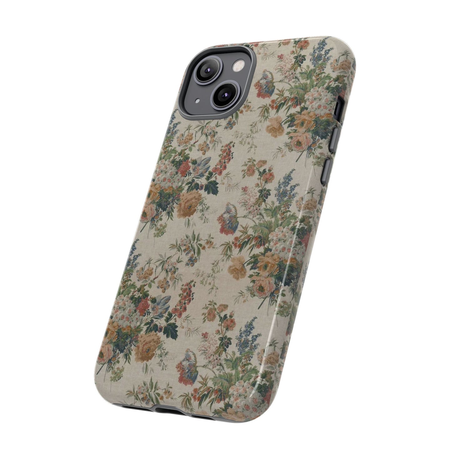 Floral Vintage Tough Phone Case – Antique Rose Pattern