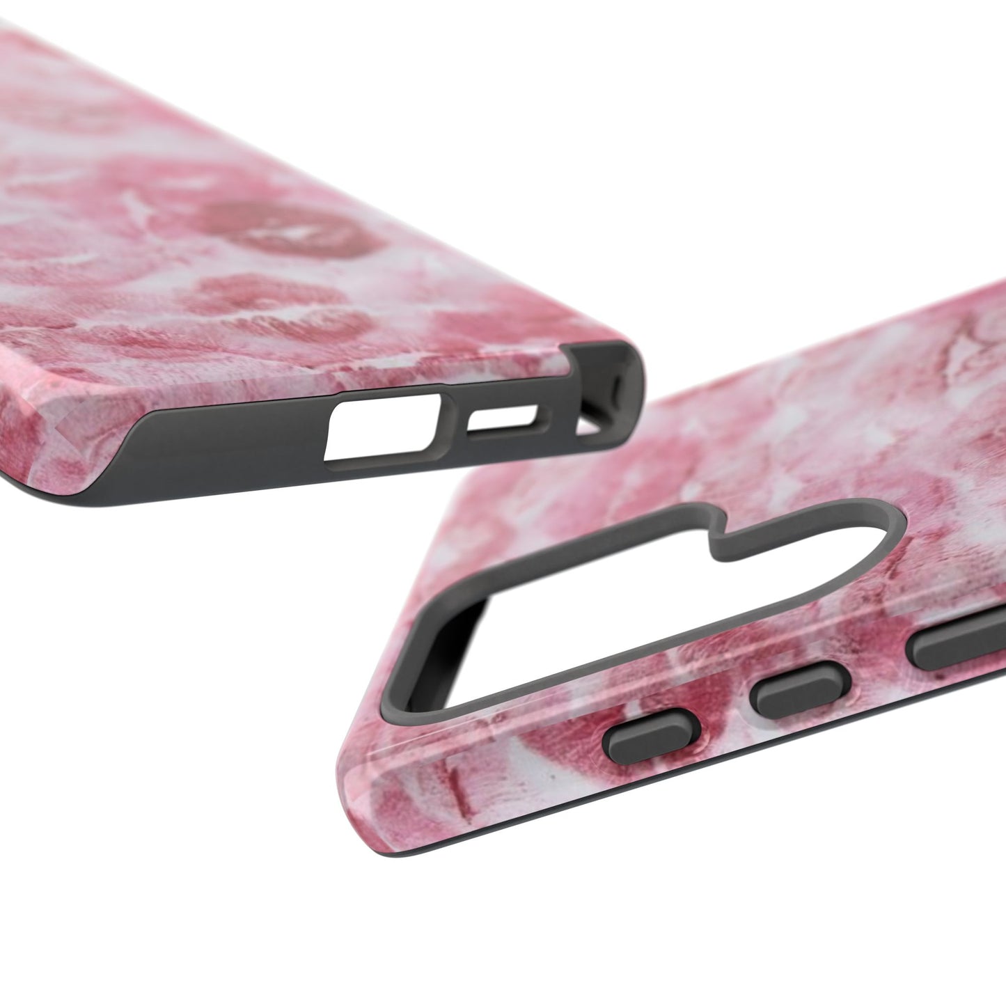 Kiss Print Tough Phone Case — Pink Marble Lip Pattern, Protective iPhone Cover