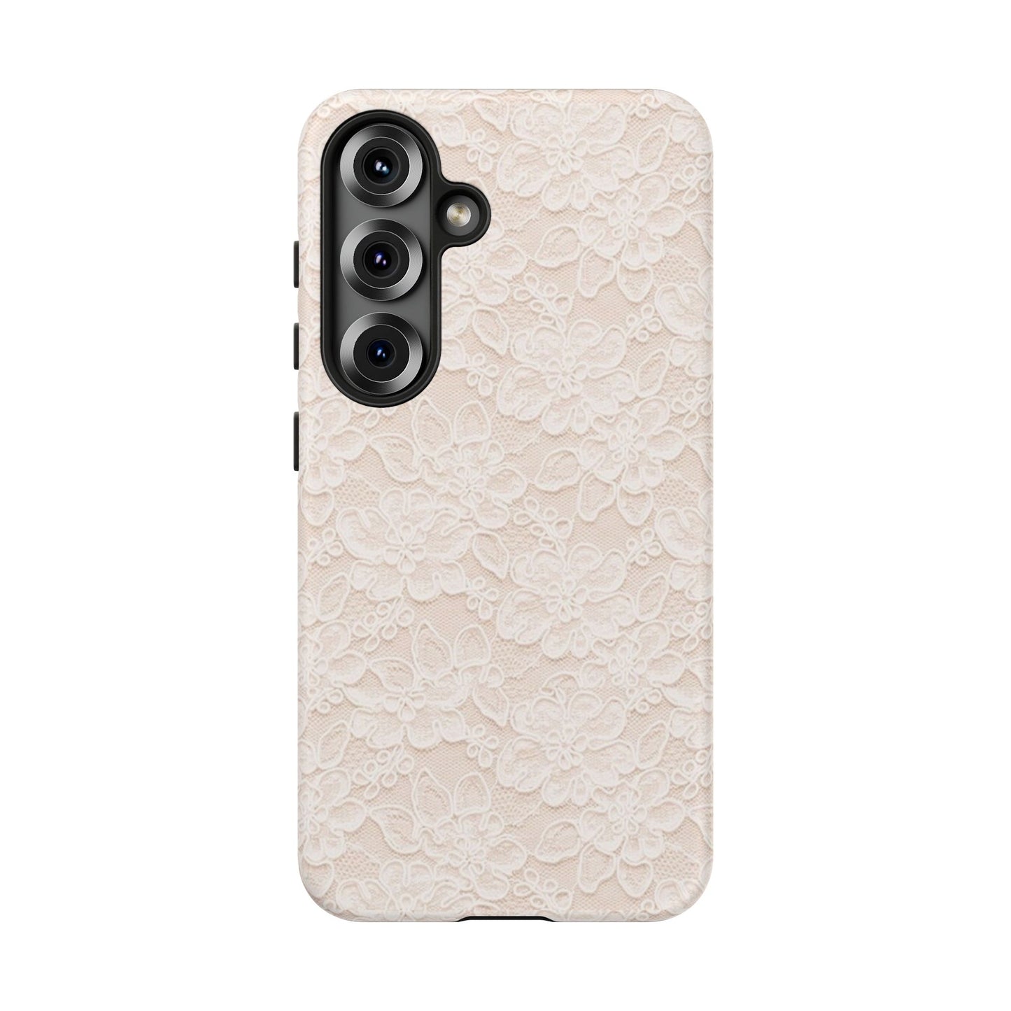 Floral Lace Tough Phone Case – Vintage Ivory Protective Cover