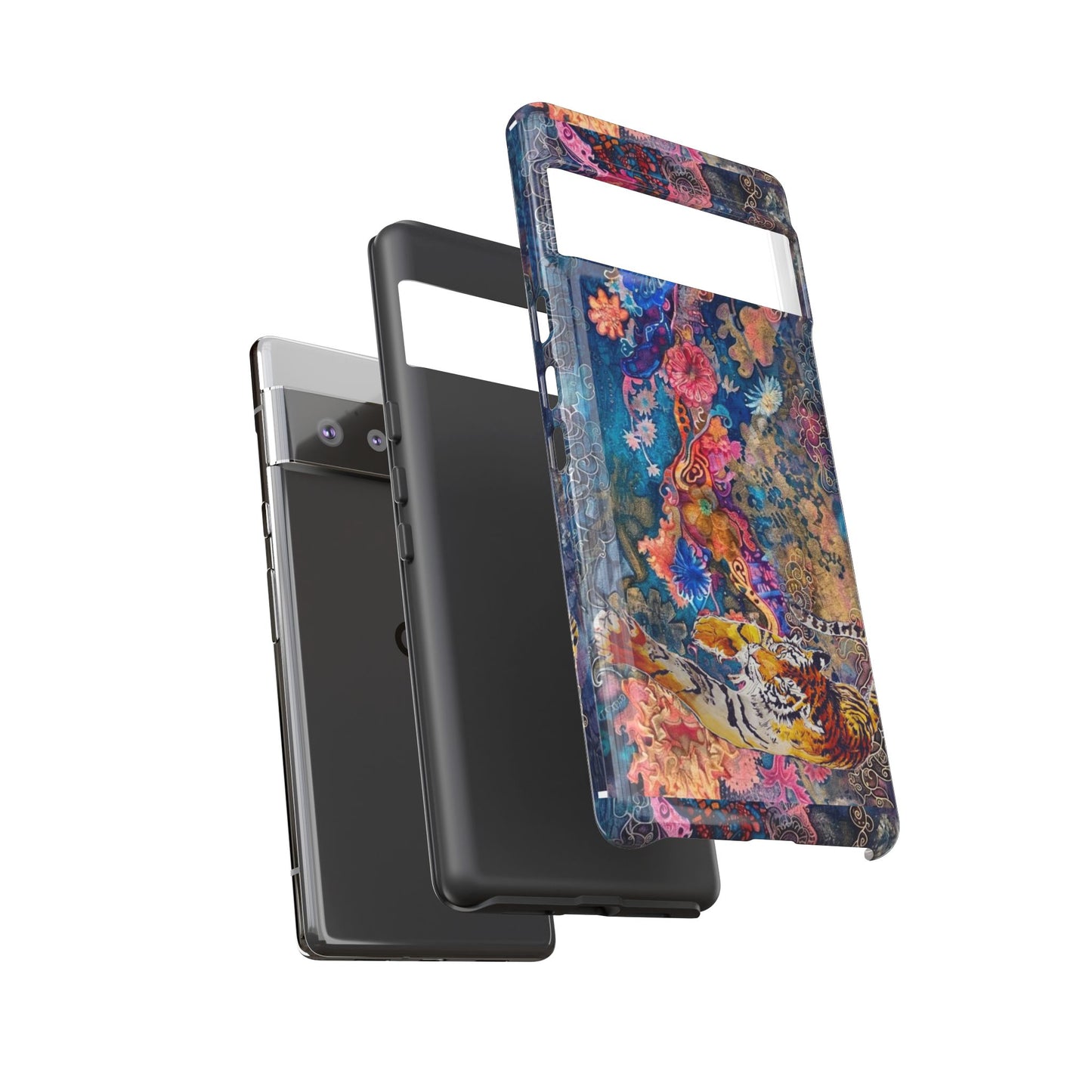 Phone Case - Colorful Floral Tiger Tough Case