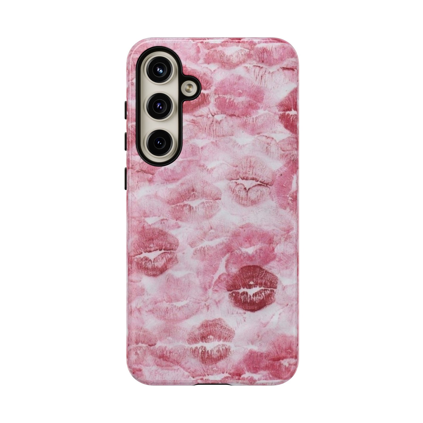 Kiss Print Tough Phone Case — Pink Marble Lip Pattern, Protective iPhone Cover