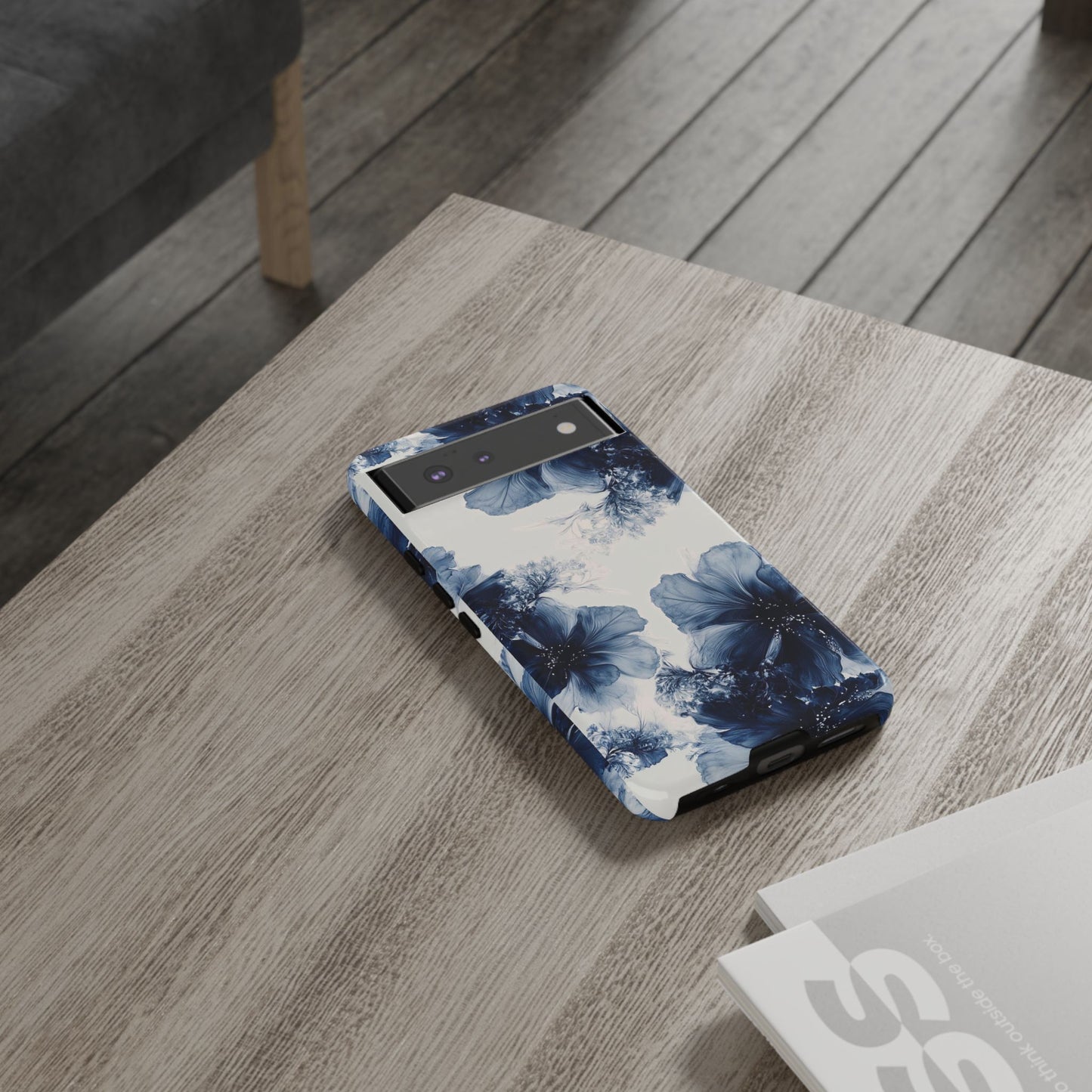 Floral Indigo Tough Phone Case — Blue Botanical Protective Cover