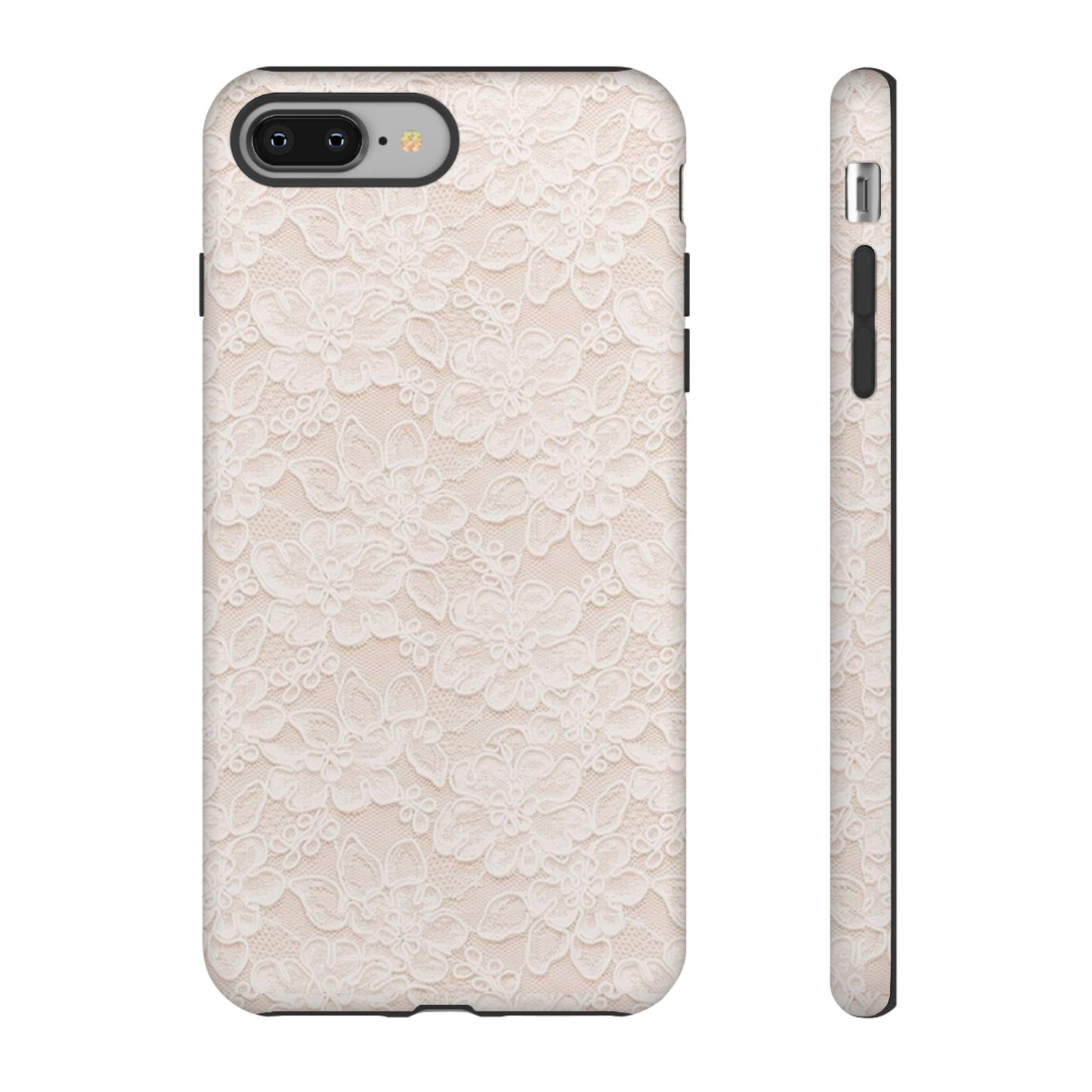 Floral Lace Tough Phone Case – Vintage Ivory Protective Cover