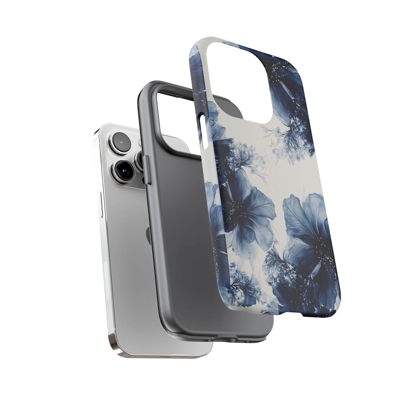 Floral Indigo Tough Phone Case — Blue Botanical Protective Cover