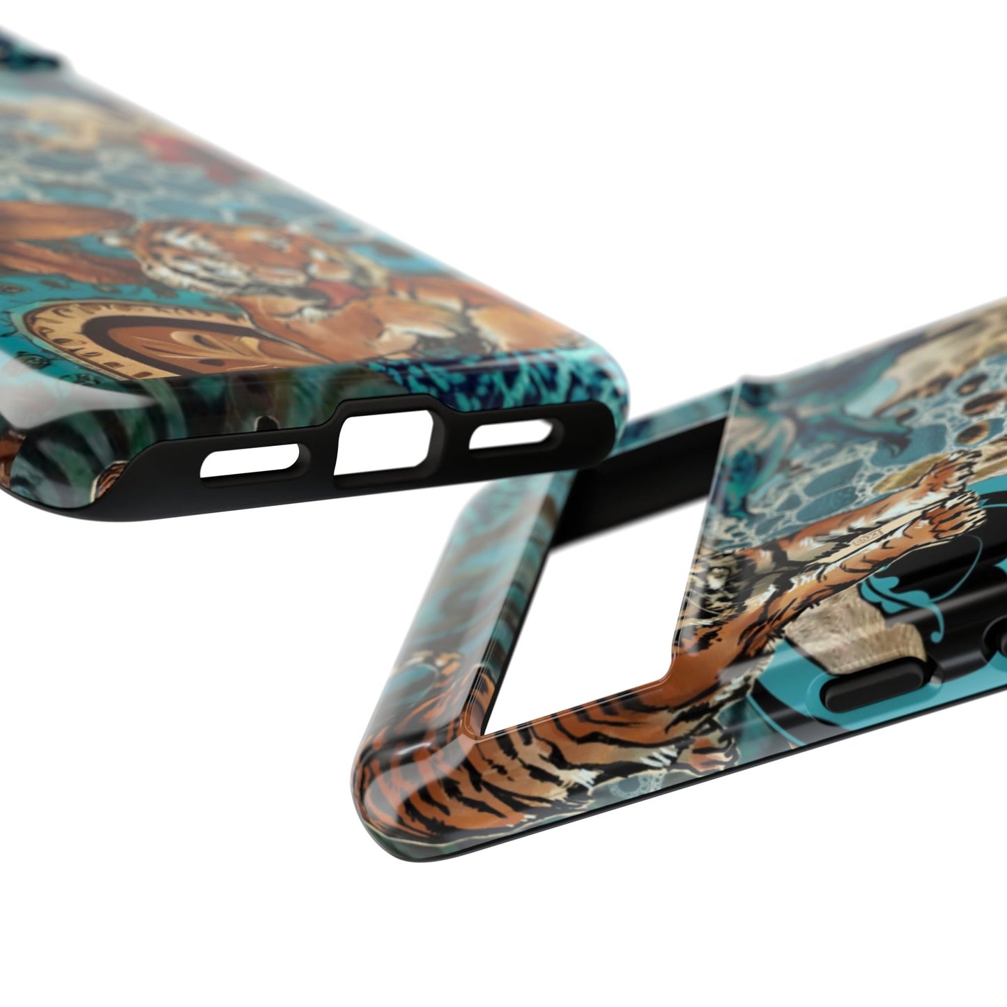 Floral Tiger Phone Case - Teal Safari Protective Cover