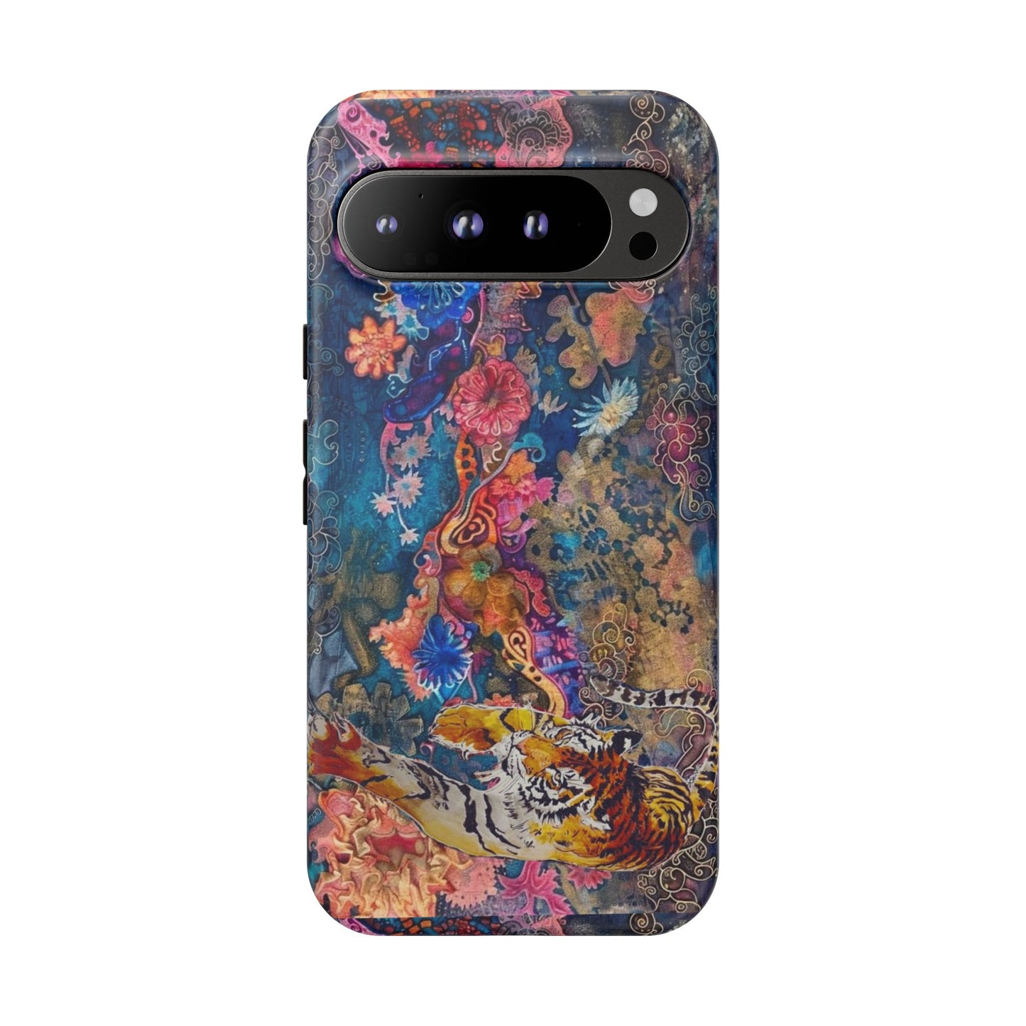 Phone Case - Colorful Floral Tiger Tough Case