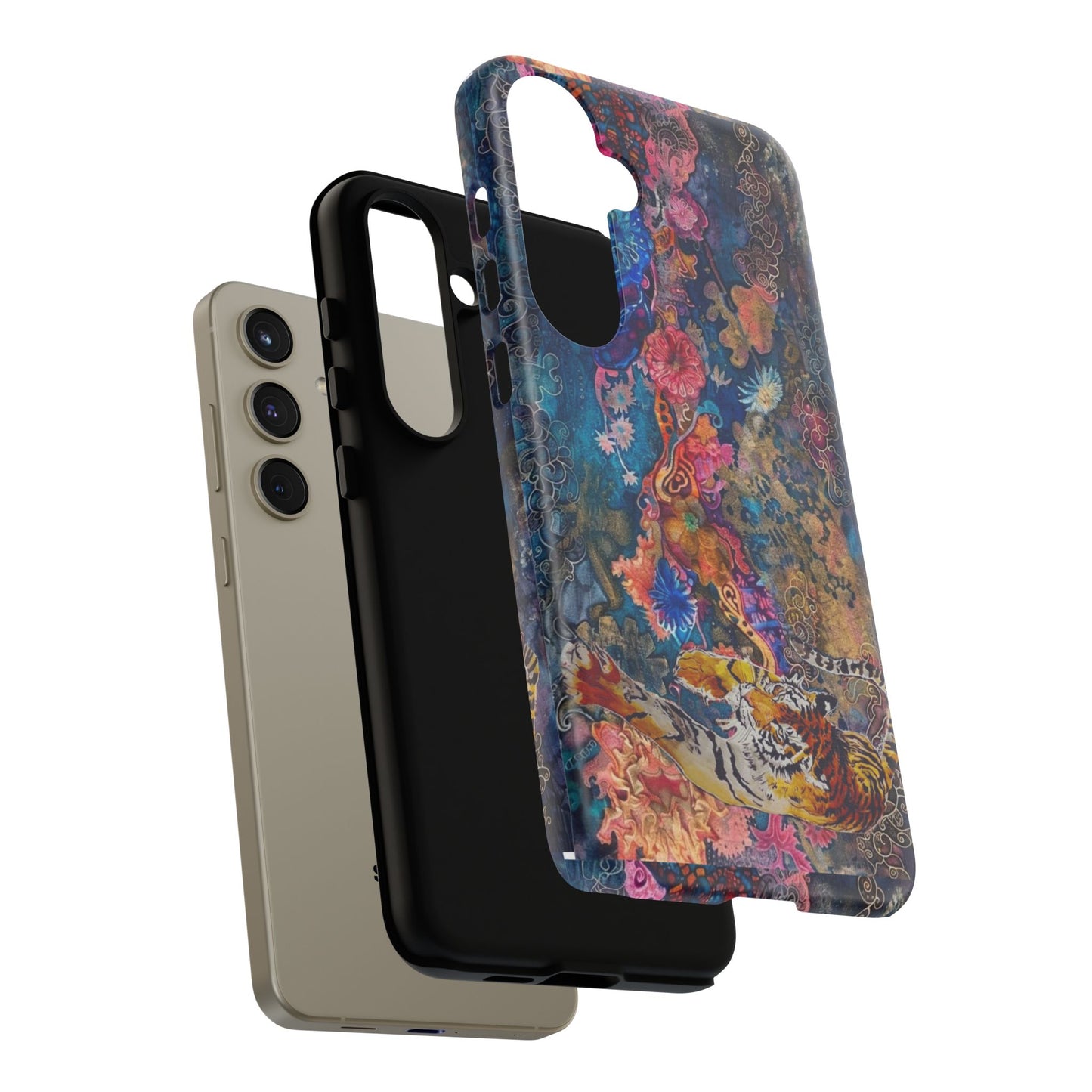 Phone Case - Colorful Floral Tiger Tough Case