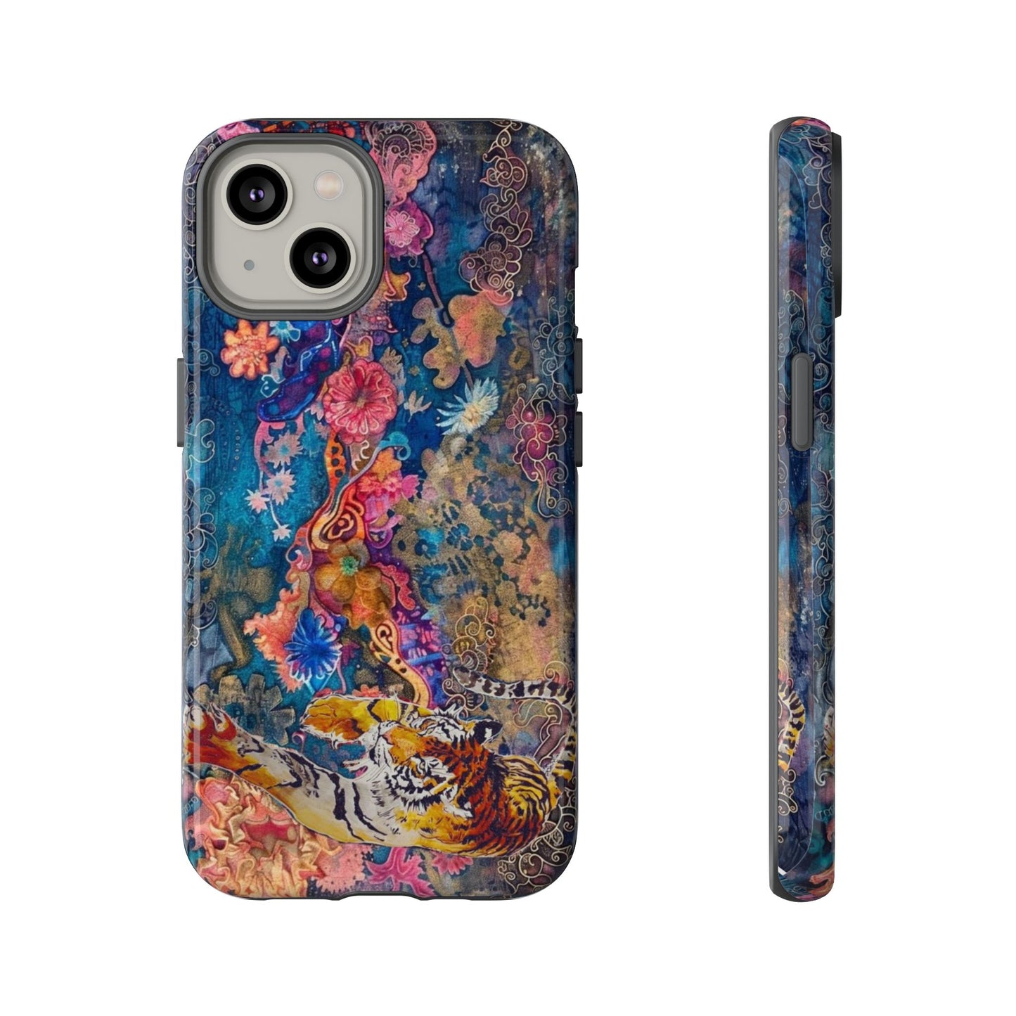 Phone Case - Colorful Floral Tiger Tough Case