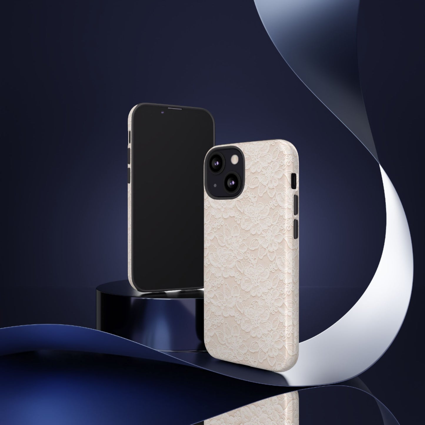 Floral Lace Tough Phone Case – Vintage Ivory Protective Cover