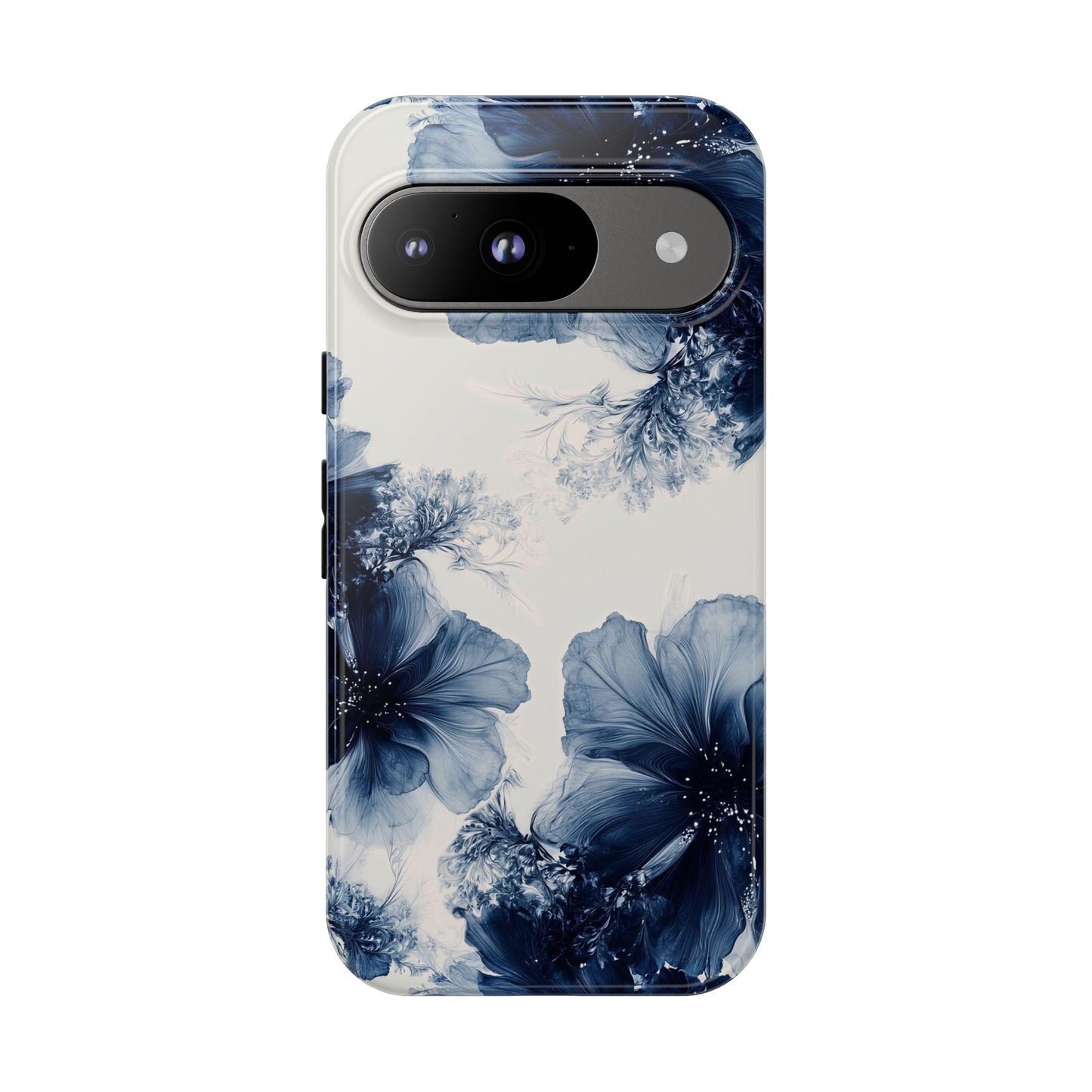 Floral Indigo Tough Phone Case — Blue Botanical Protective Cover