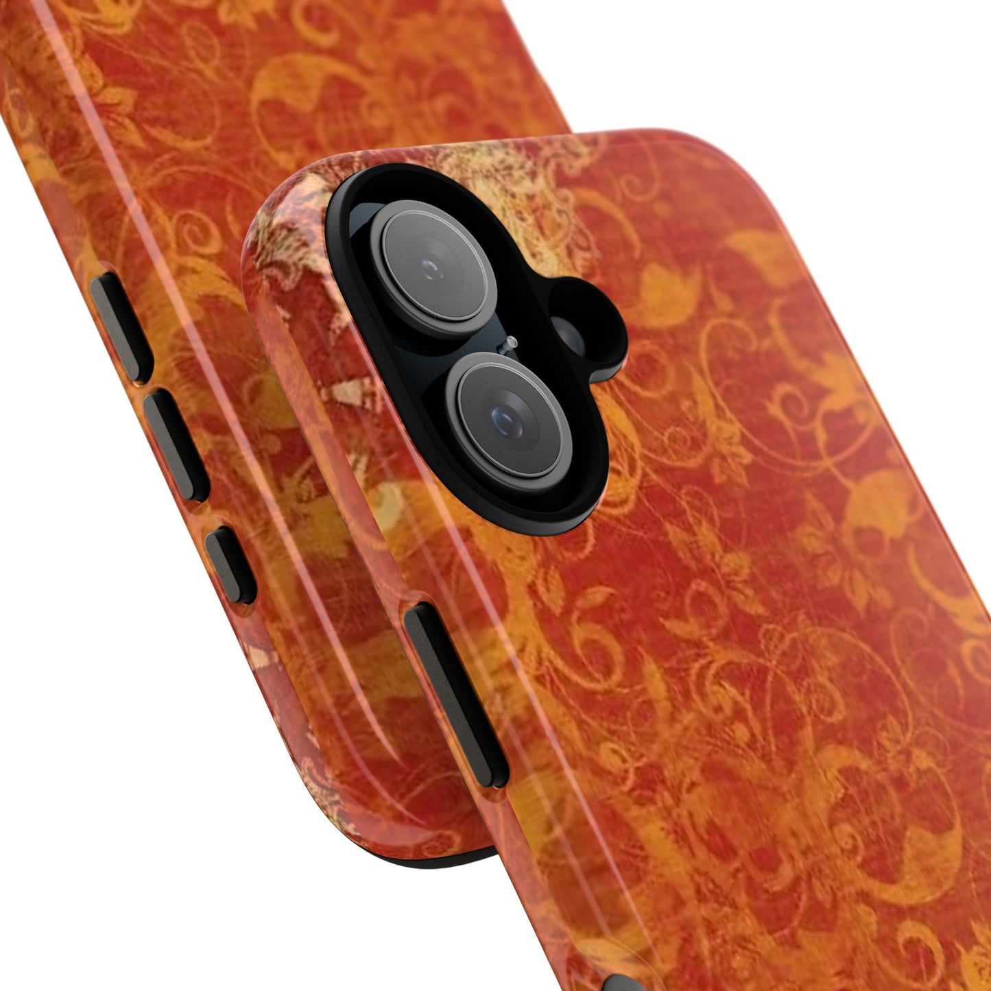 Floral Autumn iPhone Tough Case — Orange Vintage Scroll Design