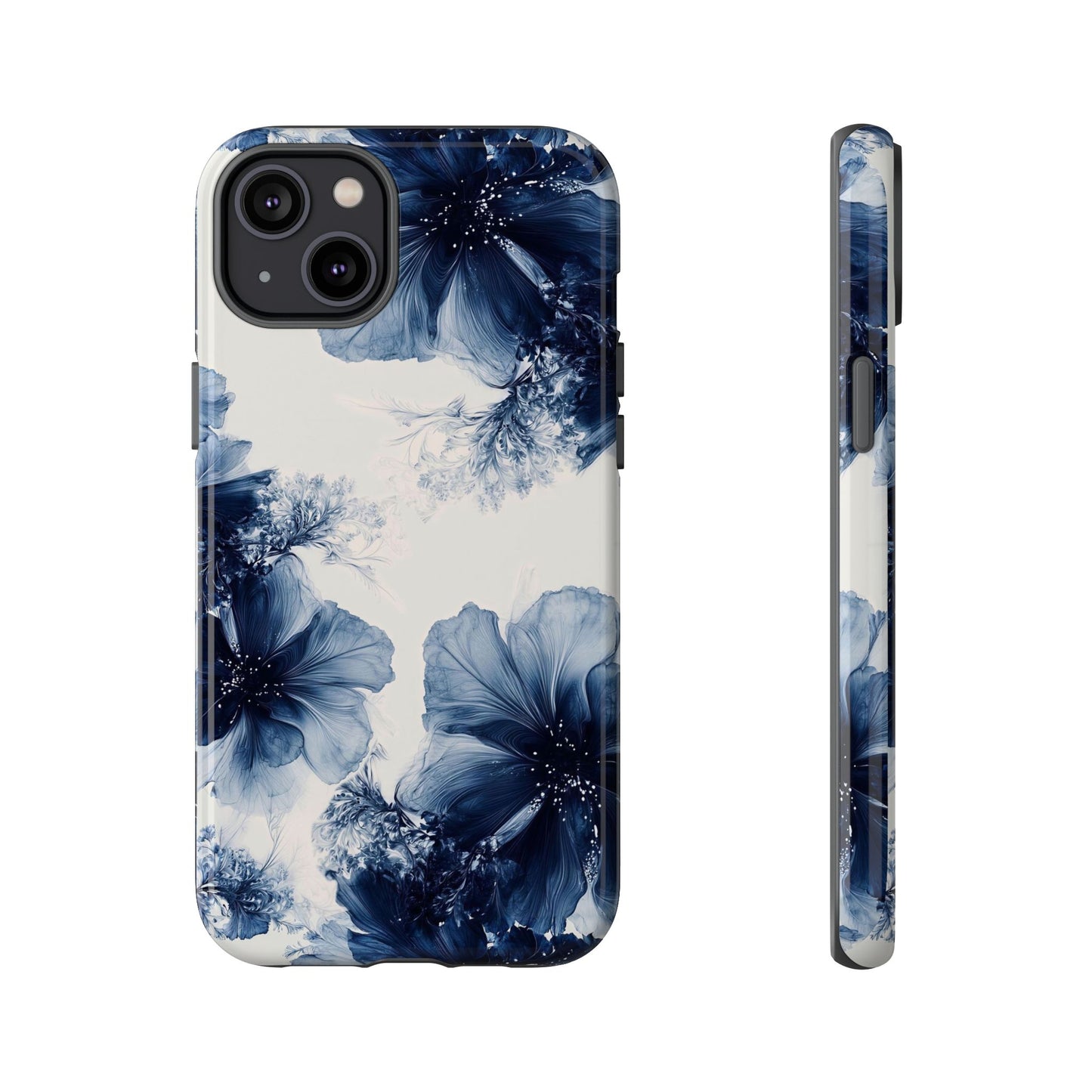 Floral Indigo Tough Phone Case — Blue Botanical Protective Cover