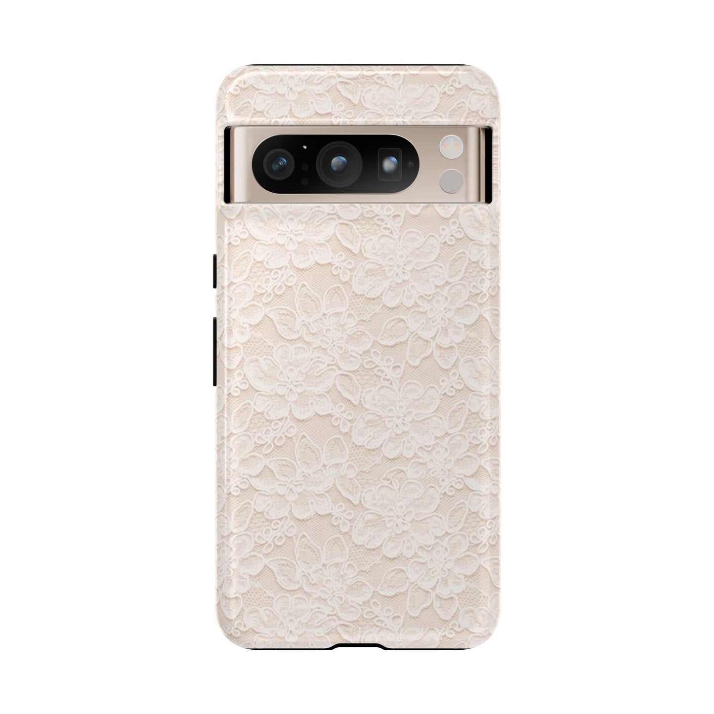 Floral Lace Tough Phone Case – Vintage Ivory Protective Cover
