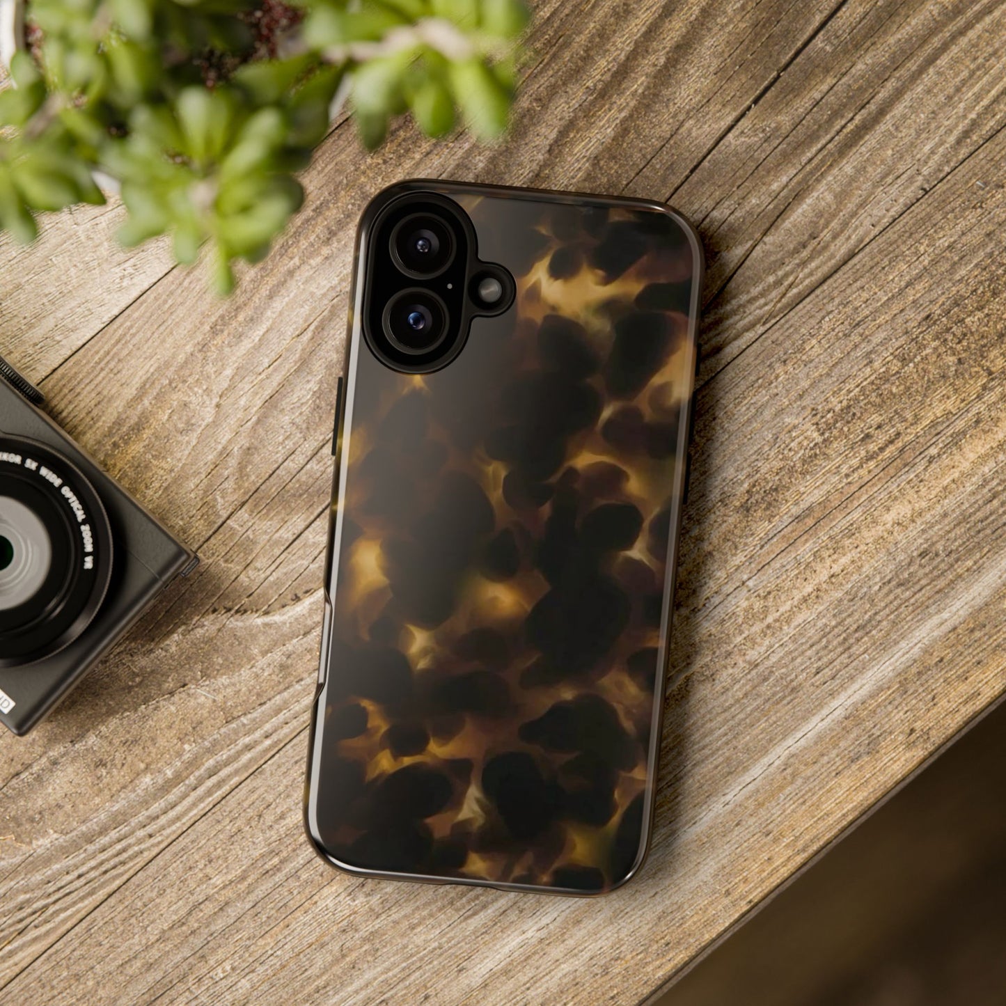 Tortoiseshell Phone Case — Protective Tough Case with Classic Brown Pattern