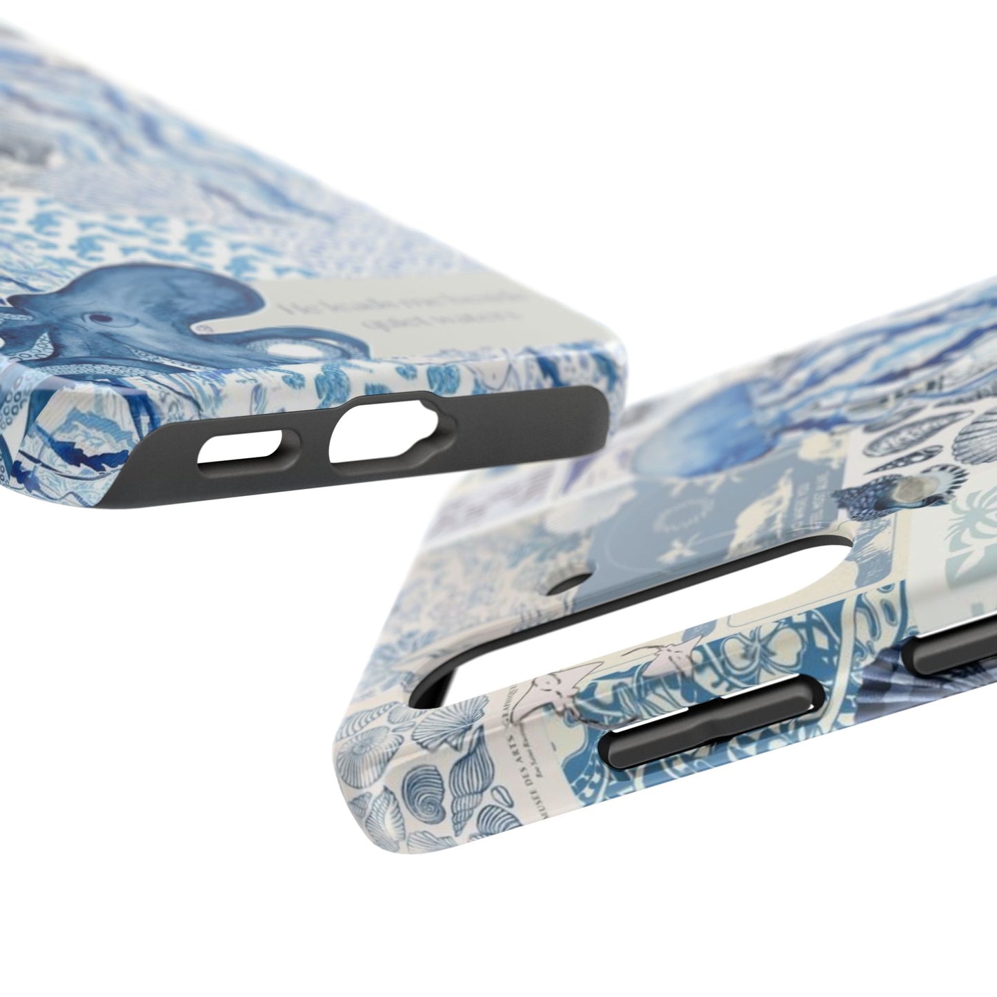 Sea Collage Tough Phone Case — Blue Jellyfish & Shells Coastal Design
