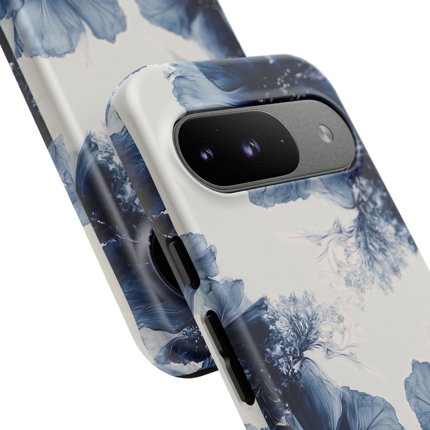 Floral Indigo Tough Phone Case — Blue Botanical Protective Cover
