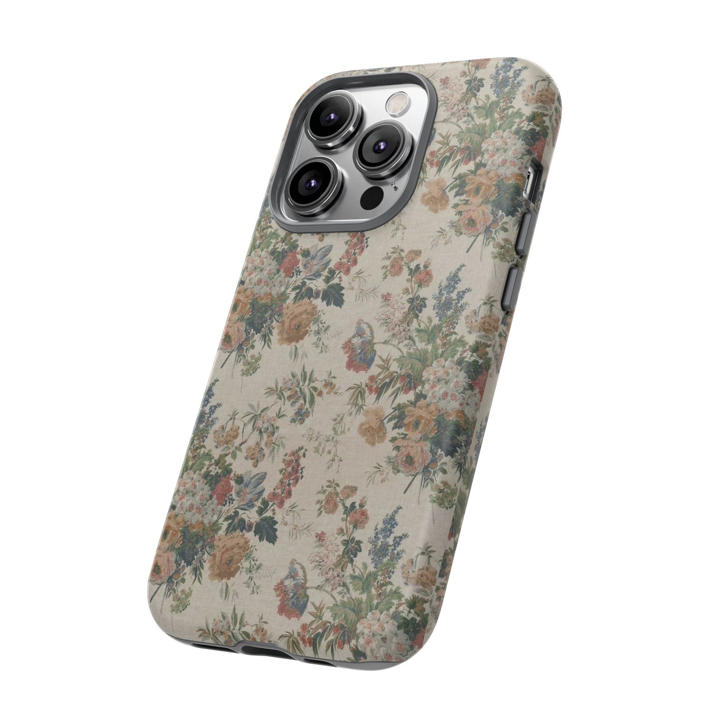 Floral Vintage Tough Phone Case – Antique Rose Pattern