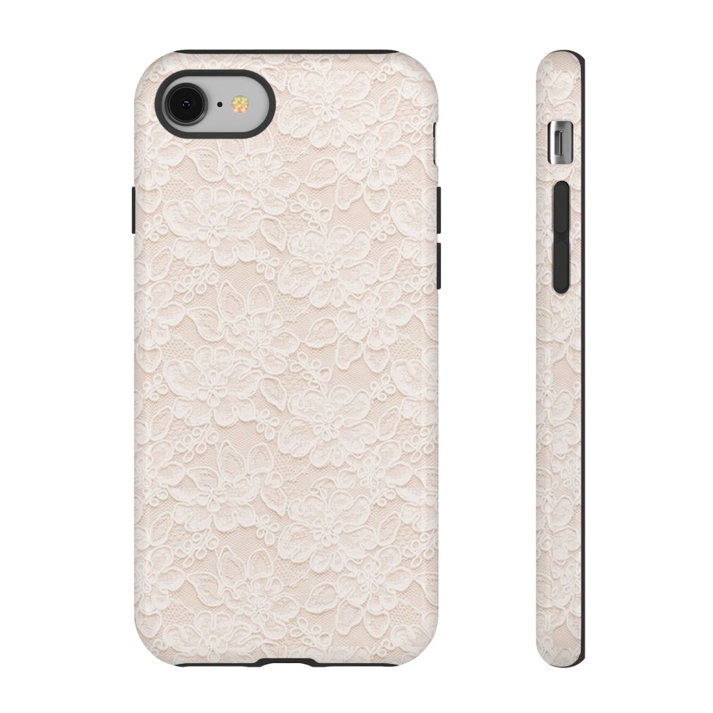 Floral Lace Tough Phone Case – Vintage Ivory Protective Cover
