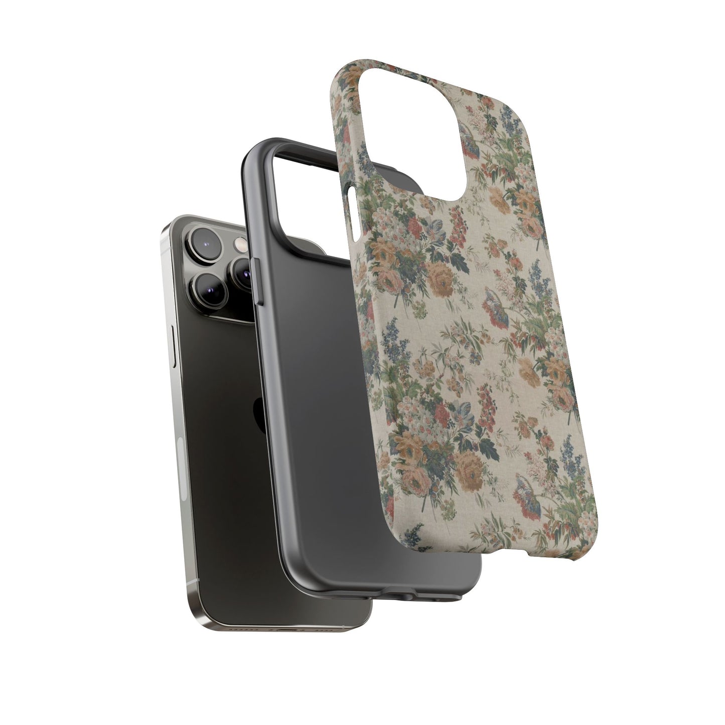 Floral Vintage Tough Phone Case – Antique Rose Pattern