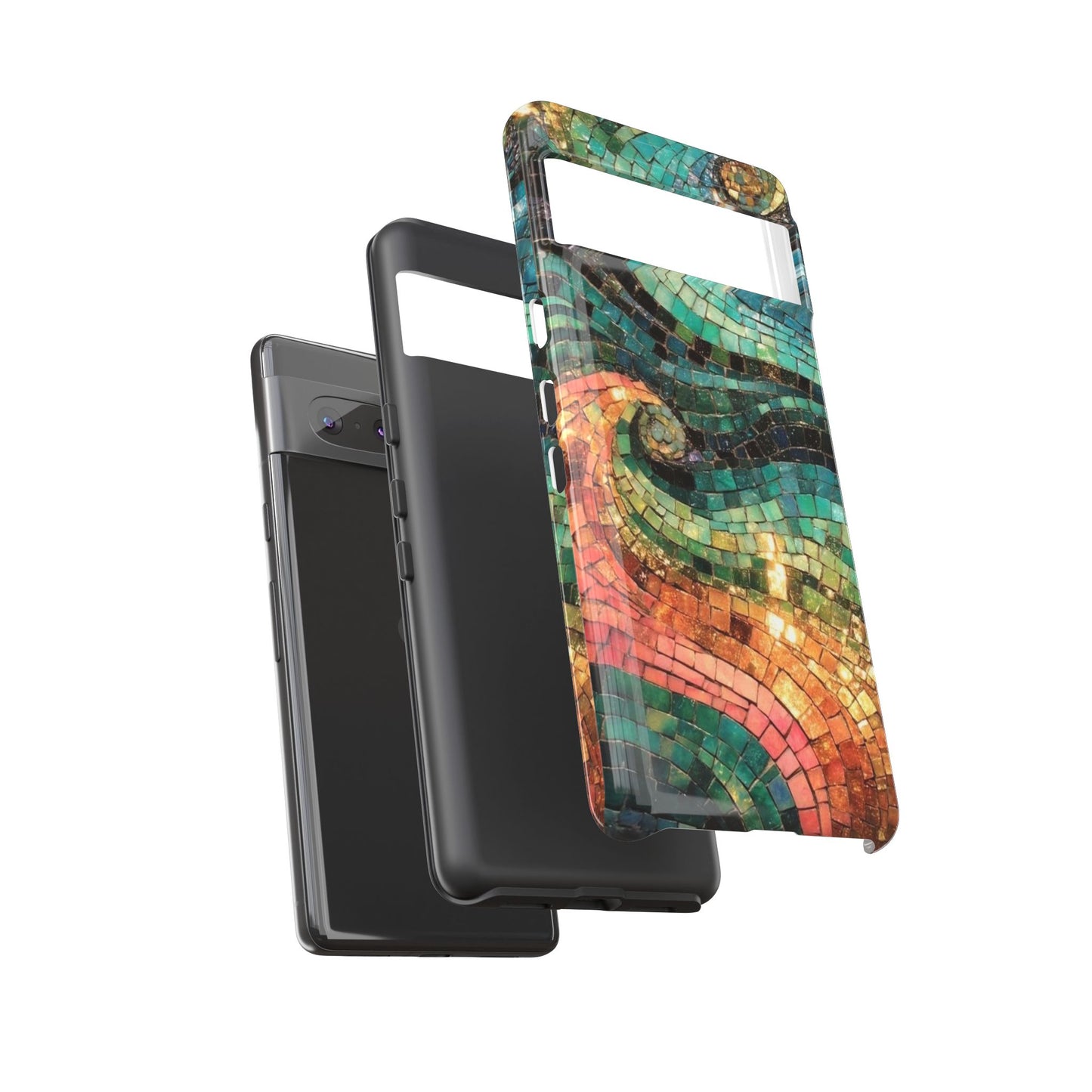 Mosaic Wave Phone Case – Colorful Artistic Tile Design Tough Case