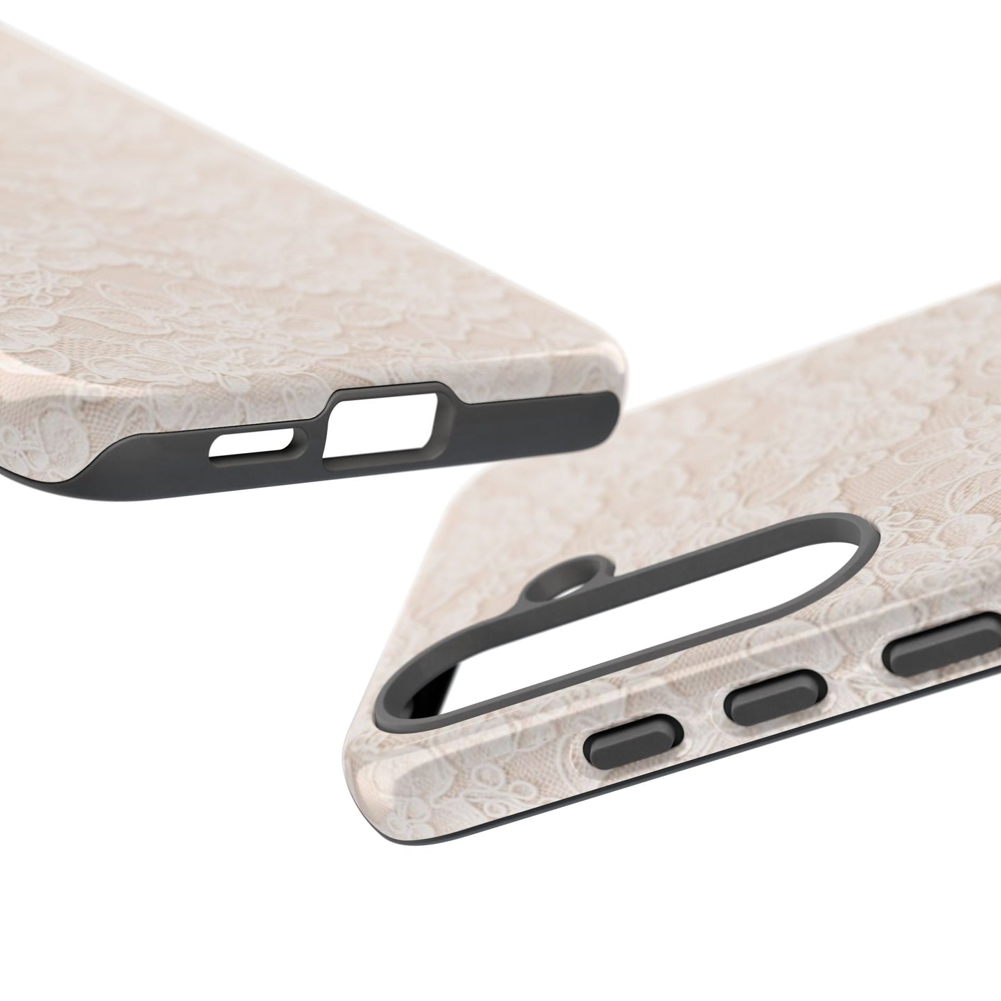 Floral Lace Tough Phone Case – Vintage Ivory Protective Cover