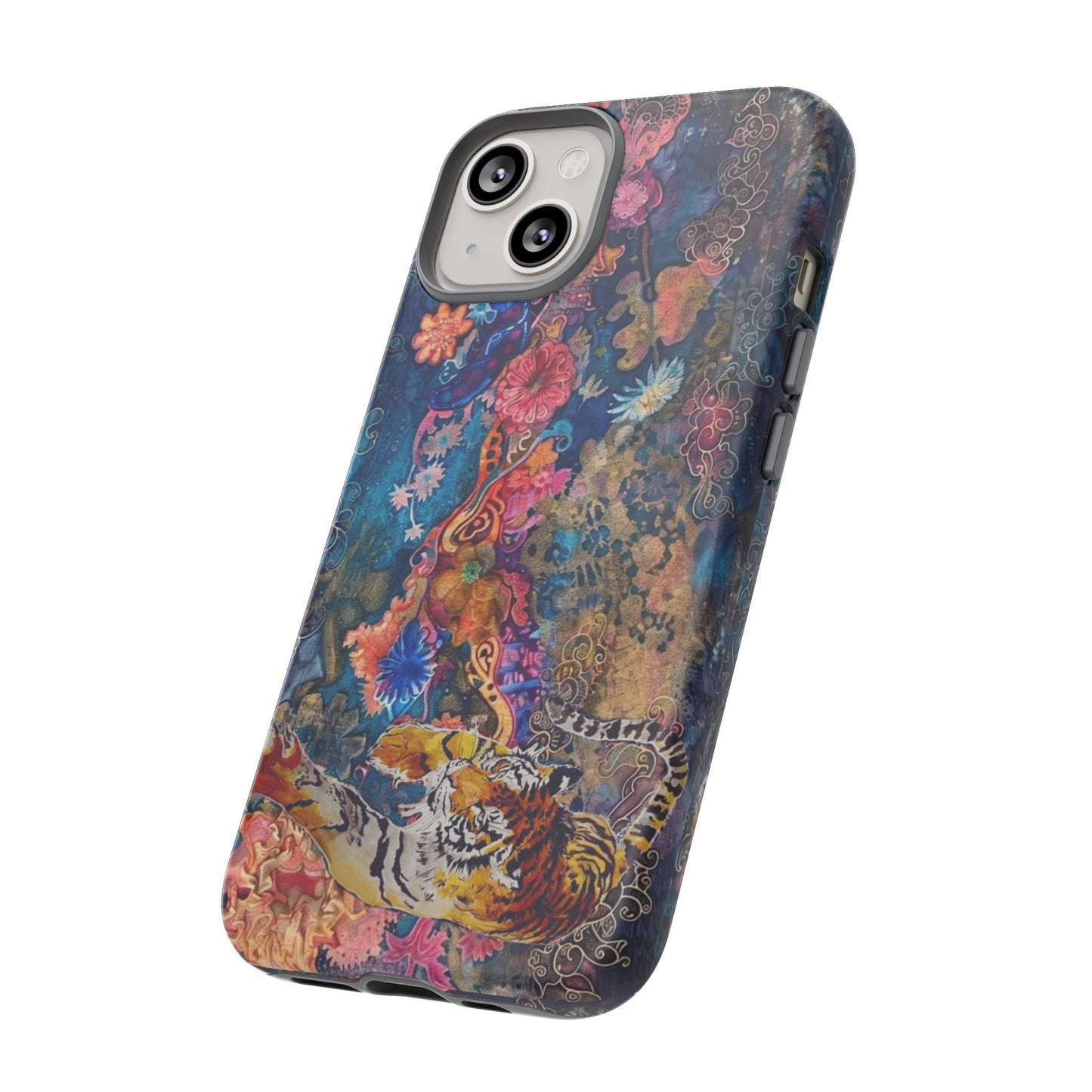 Phone Case - Colorful Floral Tiger Tough Case