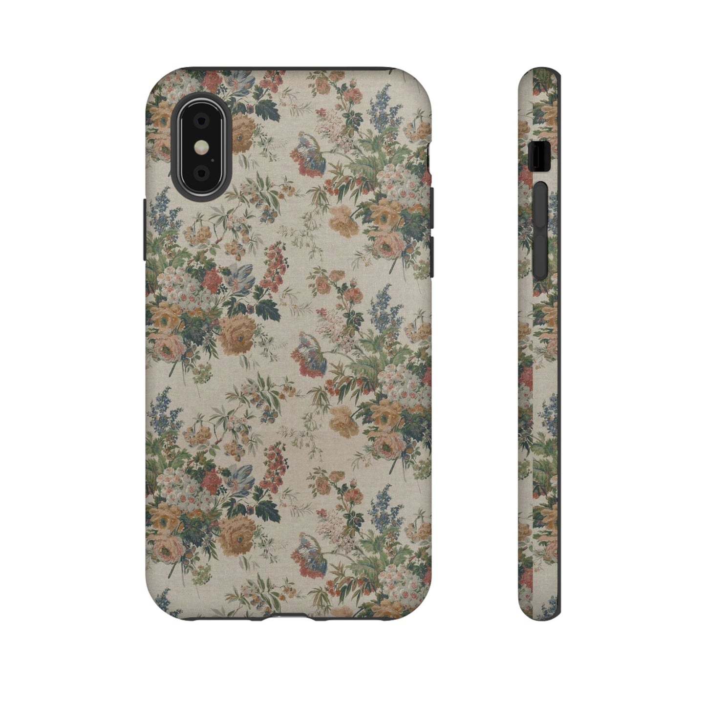 Floral Vintage Tough Phone Case – Antique Rose Pattern