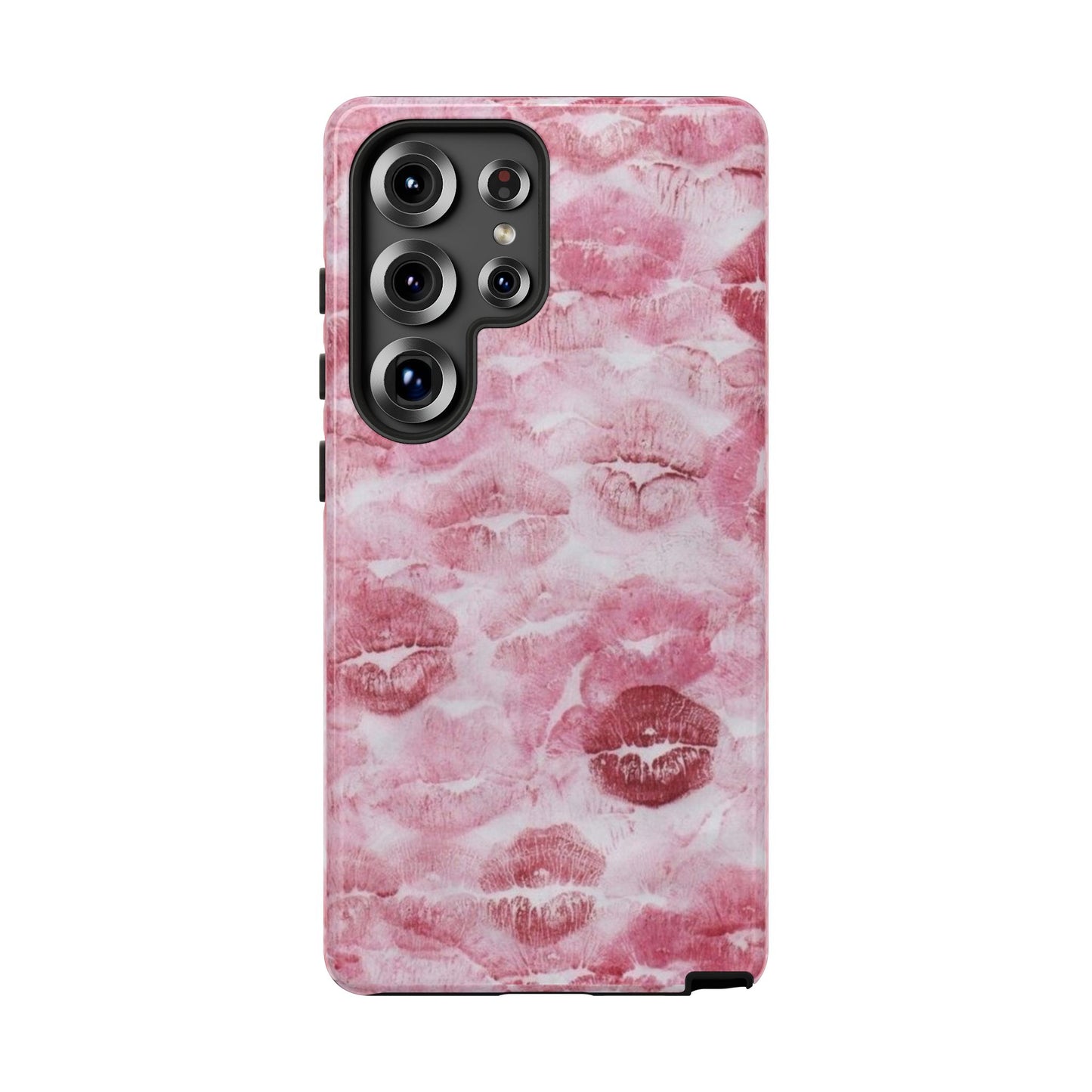 Kiss Print Tough Phone Case — Pink Marble Lip Pattern, Protective iPhone Cover
