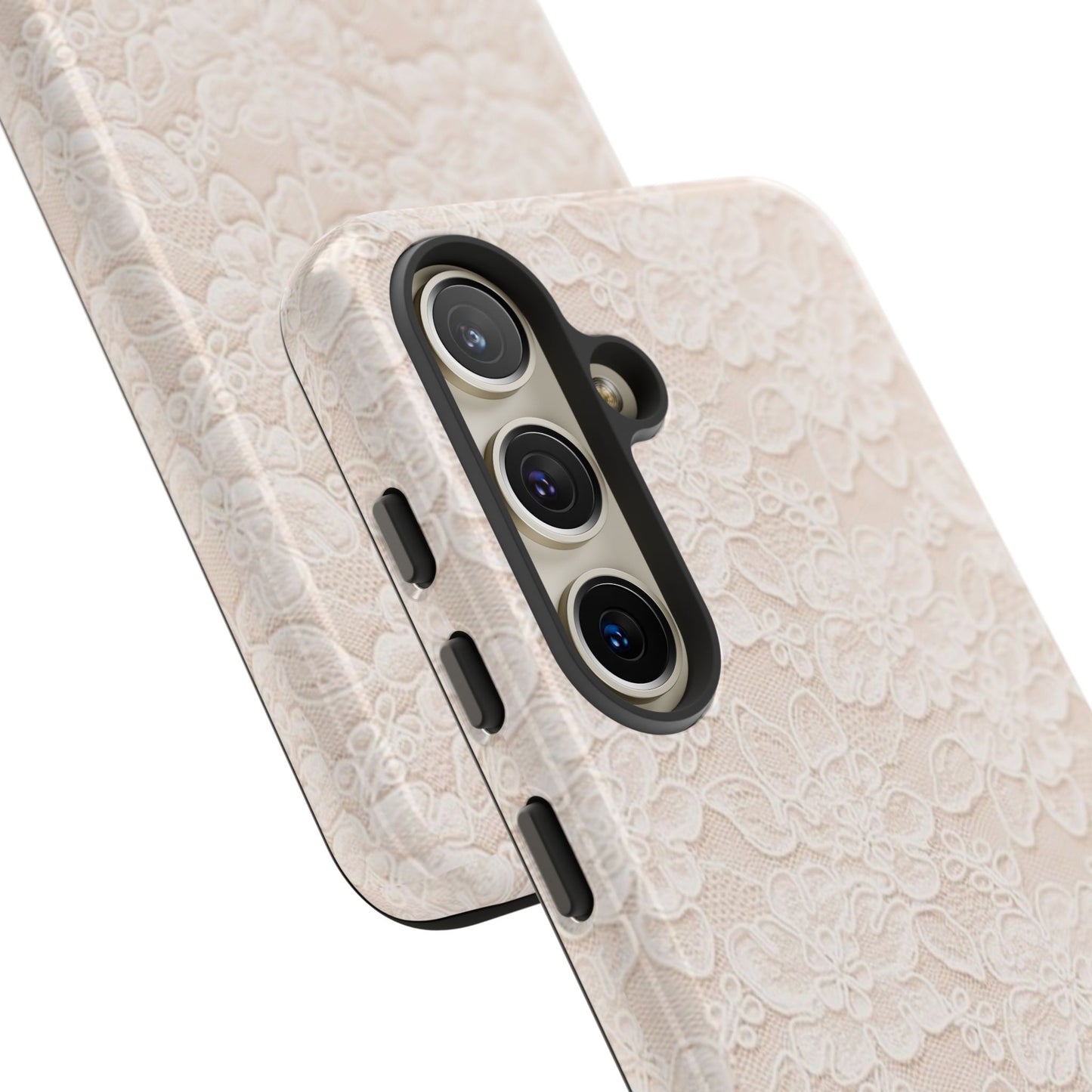 Floral Lace Tough Phone Case – Vintage Ivory Protective Cover