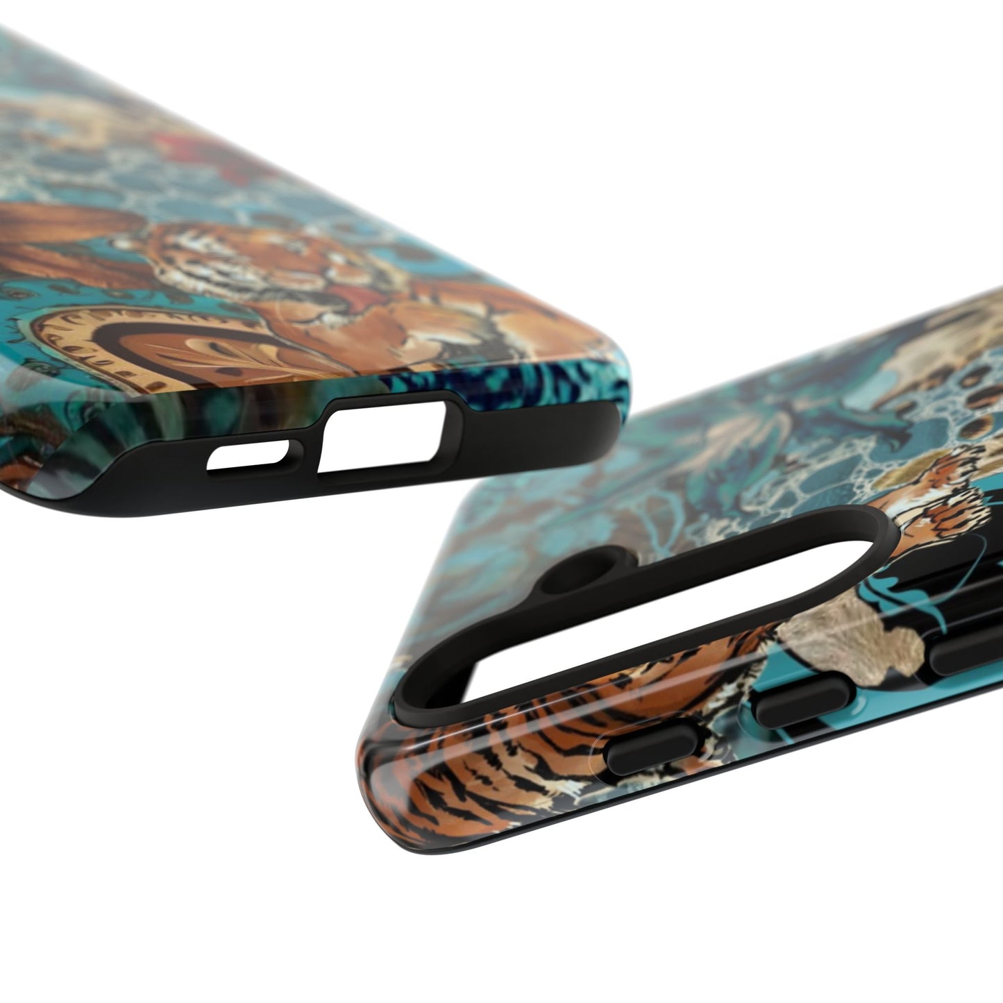 Floral Tiger Phone Case - Teal Safari Protective Cover