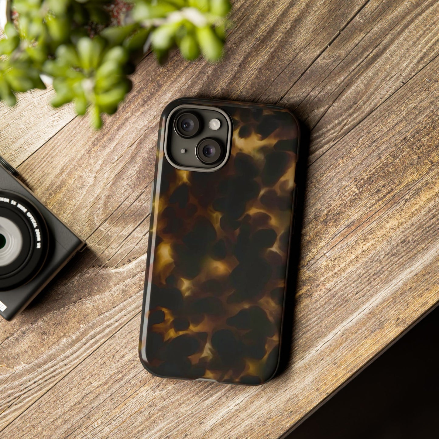 Tortoiseshell Phone Case — Protective Tough Case with Classic Brown Pattern