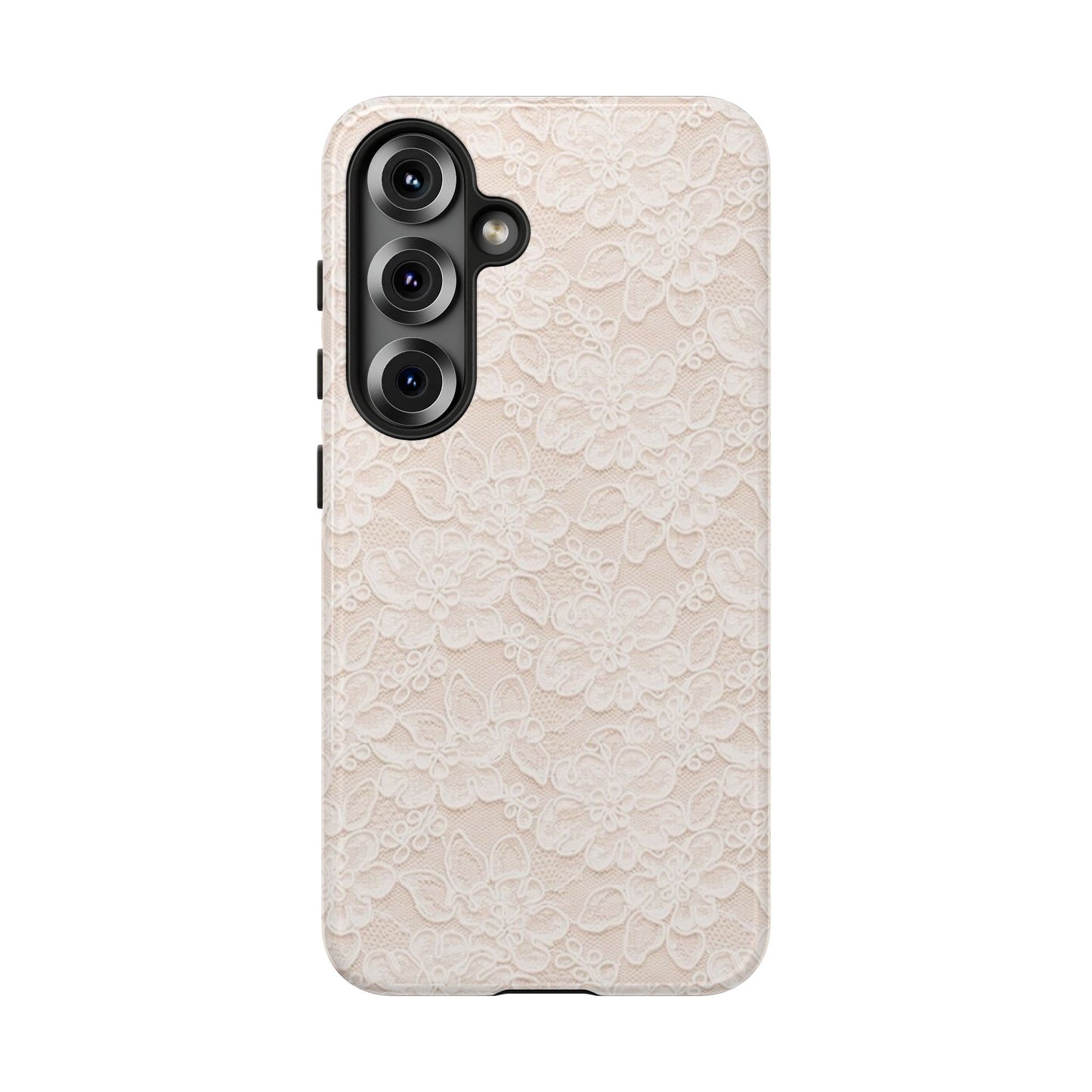 Floral Lace Tough Phone Case – Vintage Ivory Protective Cover