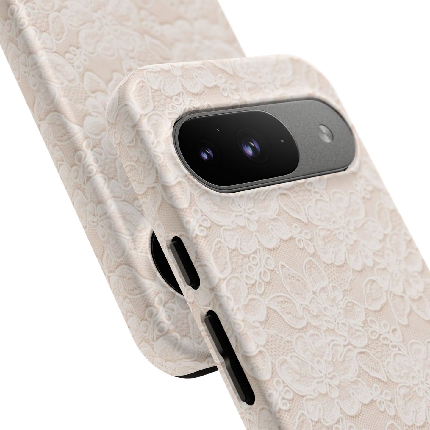 Floral Lace Tough Phone Case – Vintage Ivory Protective Cover