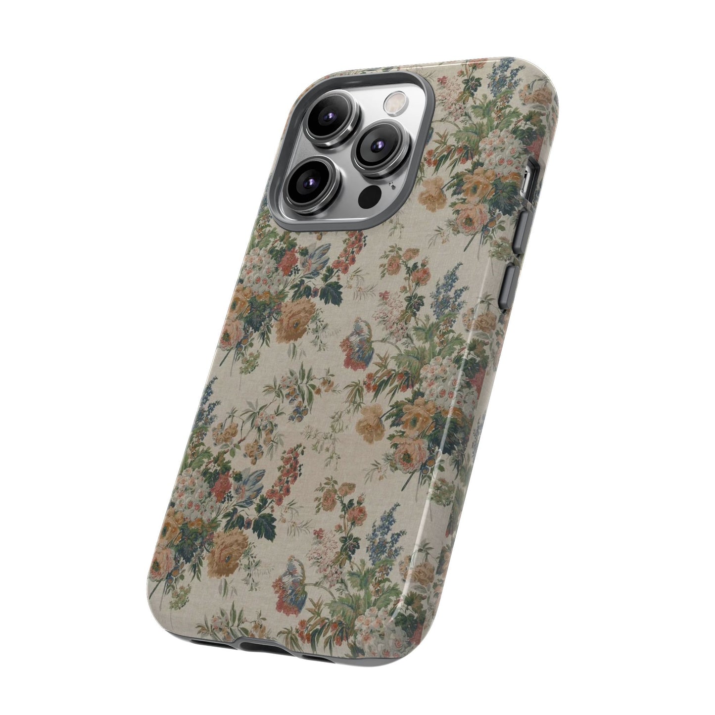 Floral Vintage Tough Phone Case – Antique Rose Pattern