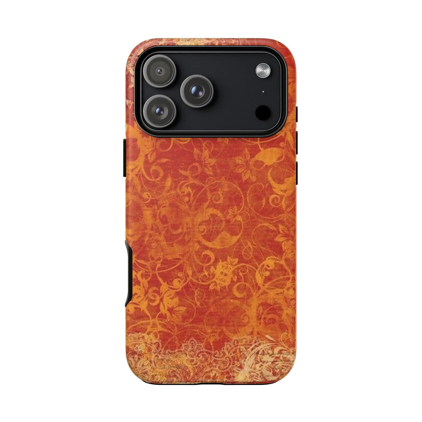 Floral Autumn iPhone Tough Case — Orange Vintage Scroll Design