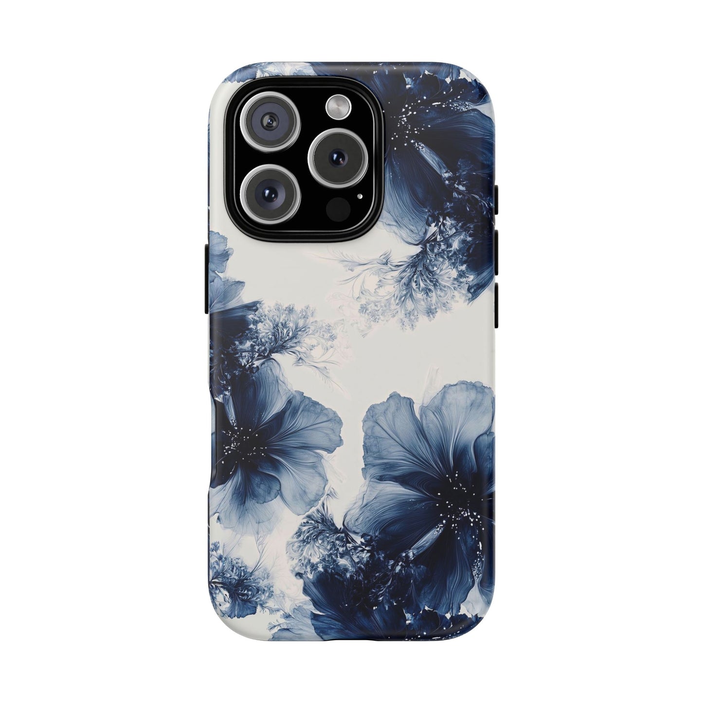 Floral Indigo Tough Phone Case — Blue Botanical Protective Cover