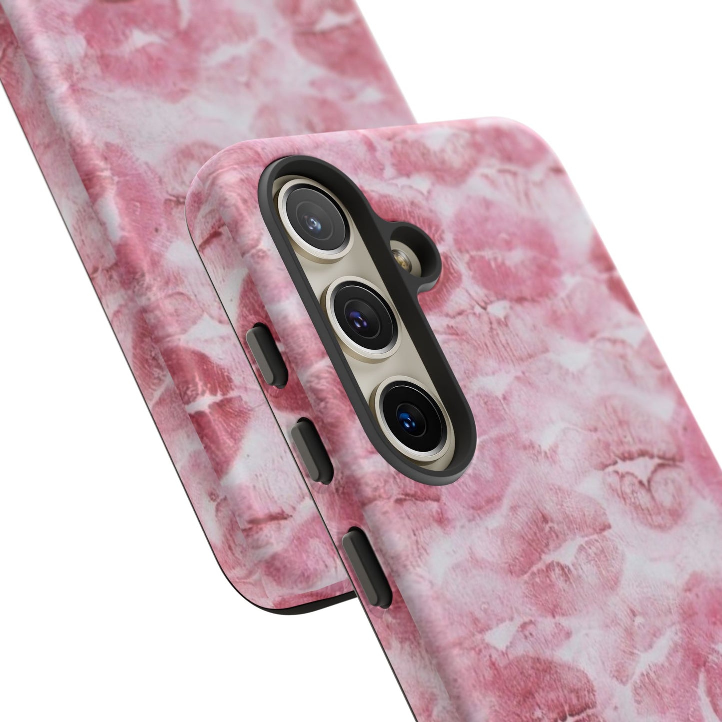 Kiss Print Tough Phone Case — Pink Marble Lip Pattern, Protective iPhone Cover