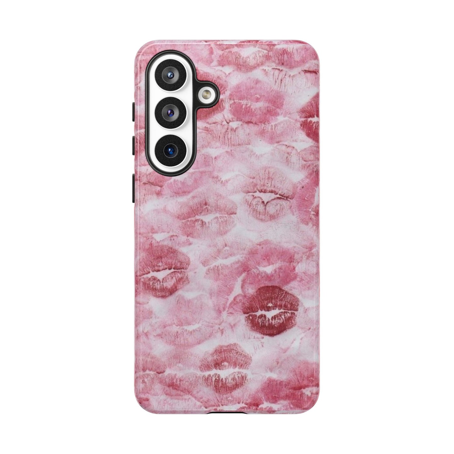 Kiss Print Tough Phone Case — Pink Marble Lip Pattern, Protective iPhone Cover