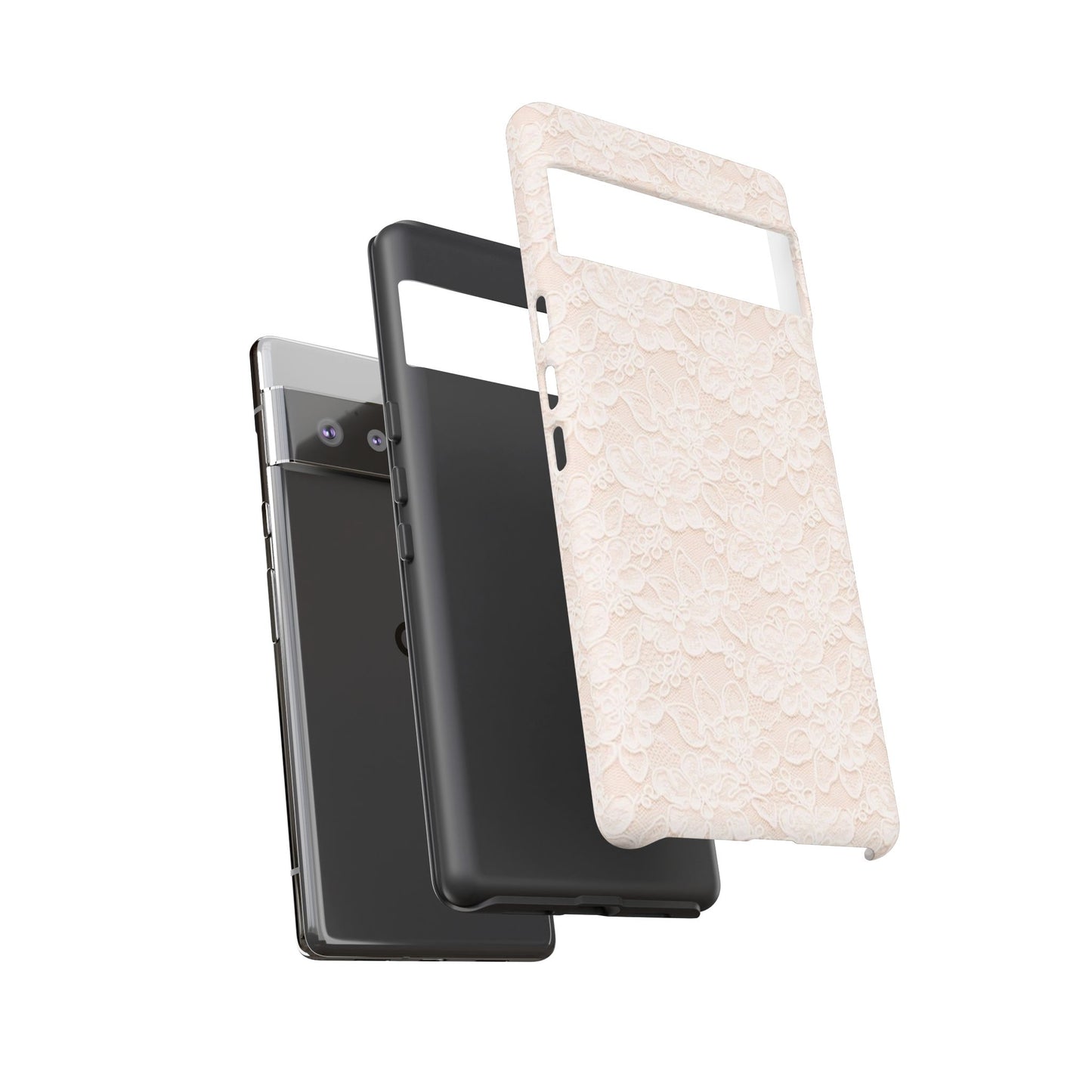 Floral Lace Tough Phone Case – Vintage Ivory Protective Cover