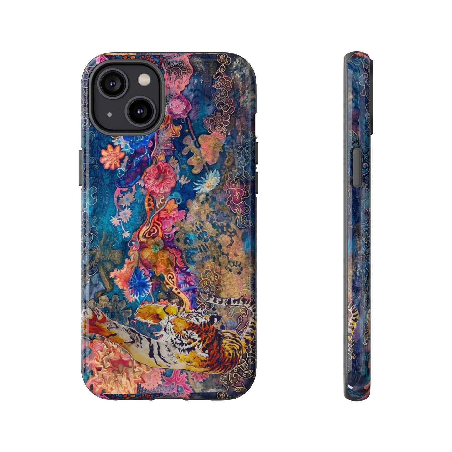 Phone Case - Colorful Floral Tiger Tough Case