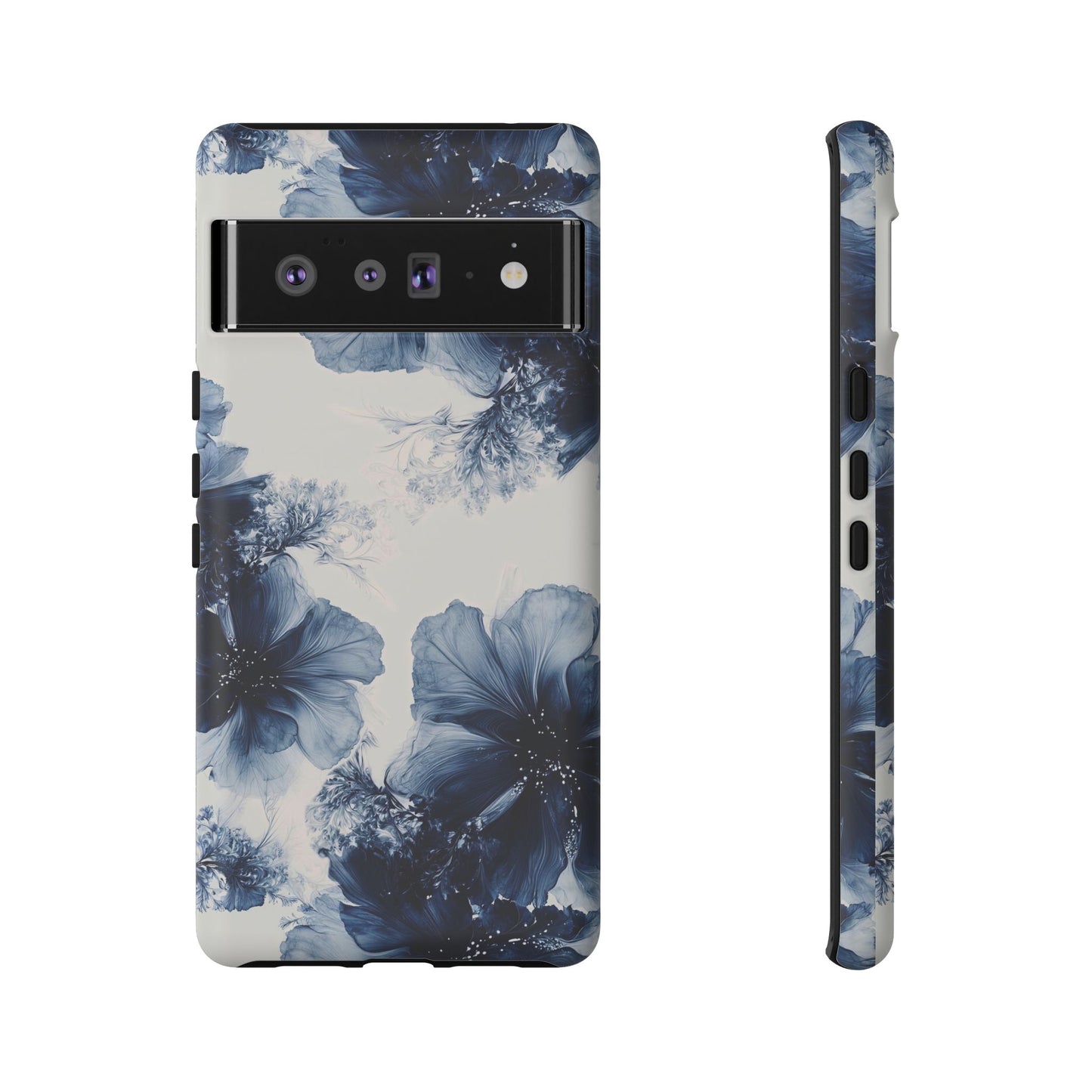 Floral Indigo Tough Phone Case — Blue Botanical Protective Cover