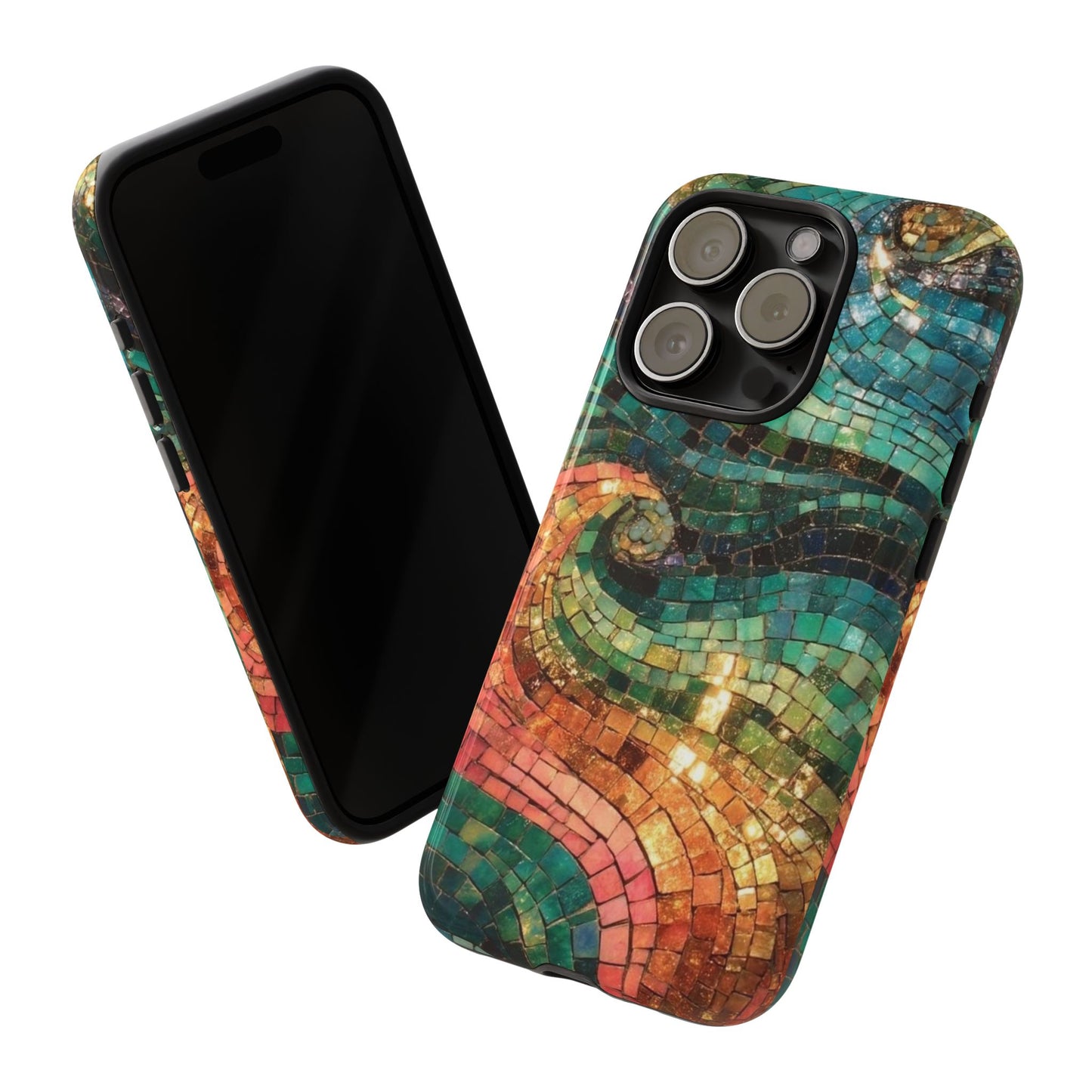 Mosaic Wave Phone Case – Colorful Artistic Tile Design Tough Case