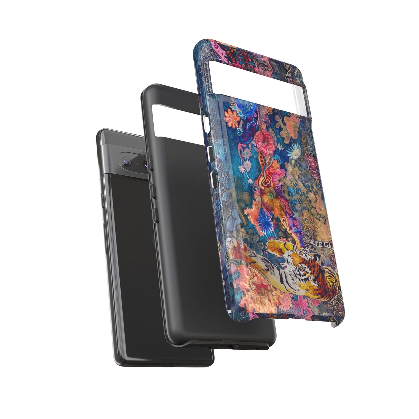 Phone Case - Colorful Floral Tiger Tough Case