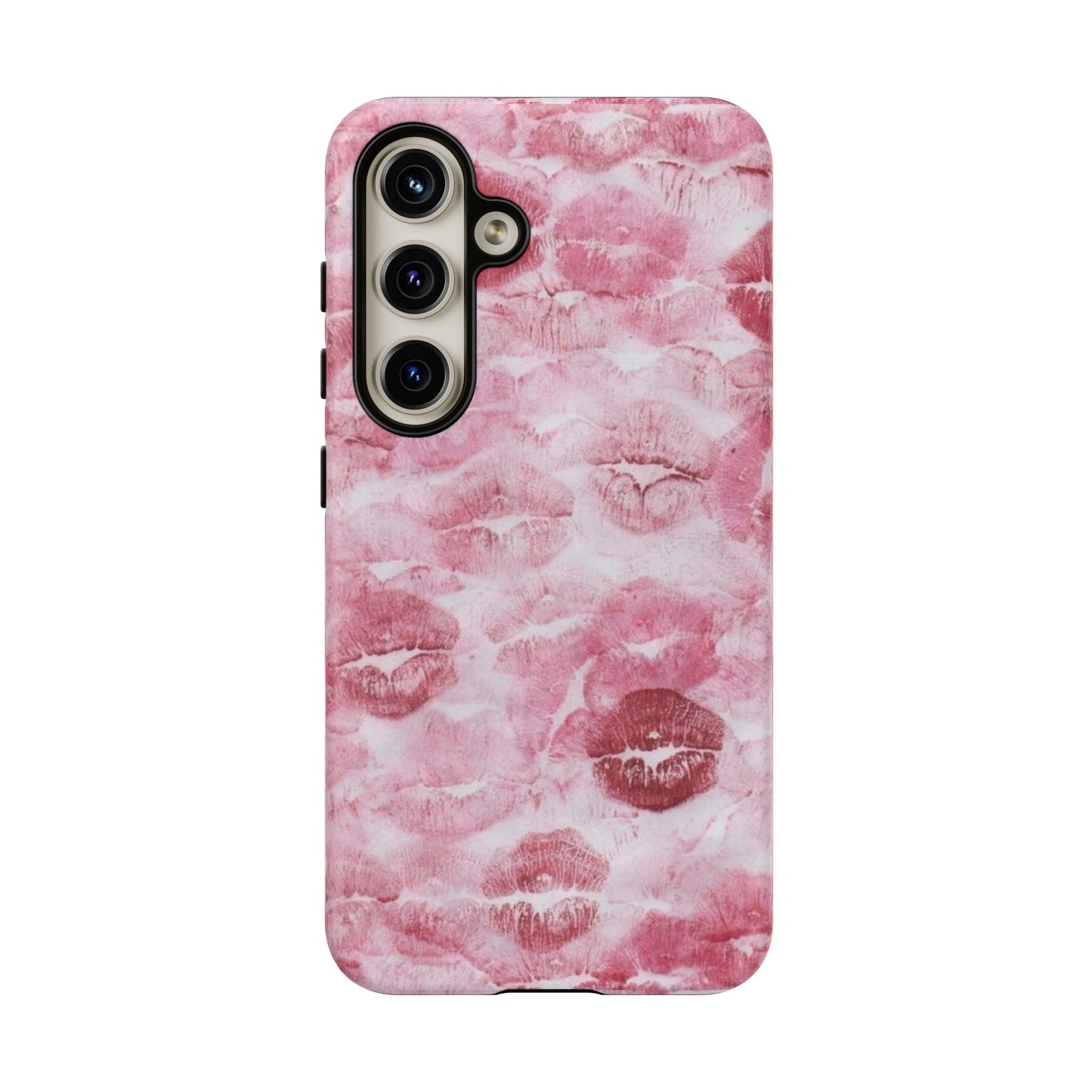 Kiss Print Tough Phone Case — Pink Marble Lip Pattern, Protective iPhone Cover
