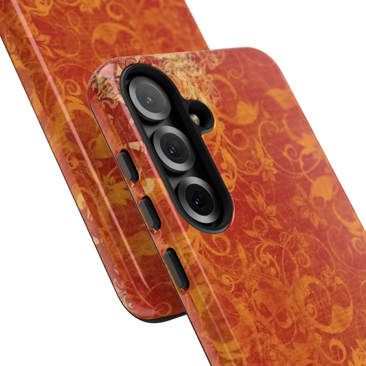 Floral Autumn iPhone Tough Case — Orange Vintage Scroll Design