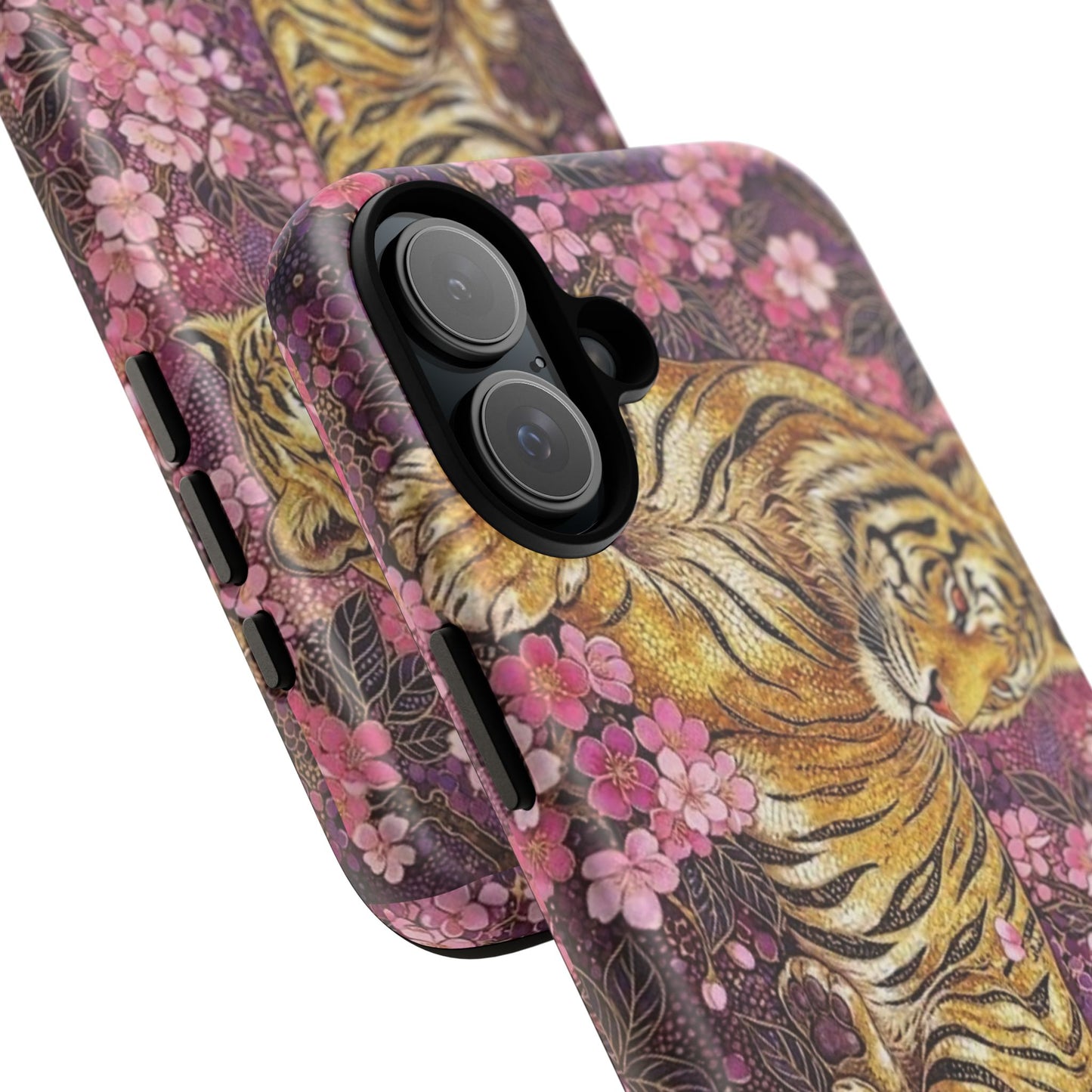 Tiger Floral Phone Case — Vintage Sakura Heavy-Duty Protective Cover